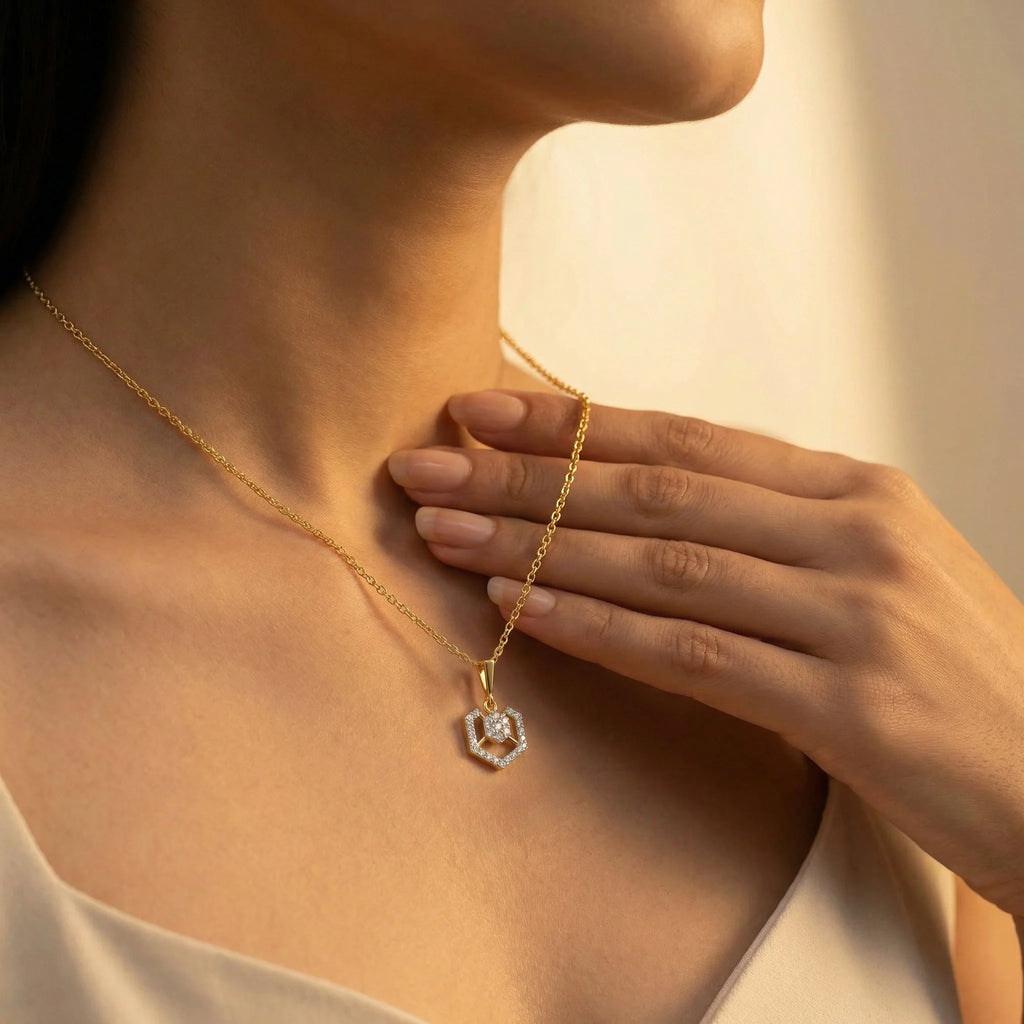Hexagon Chic - Lab Diamond Pendant