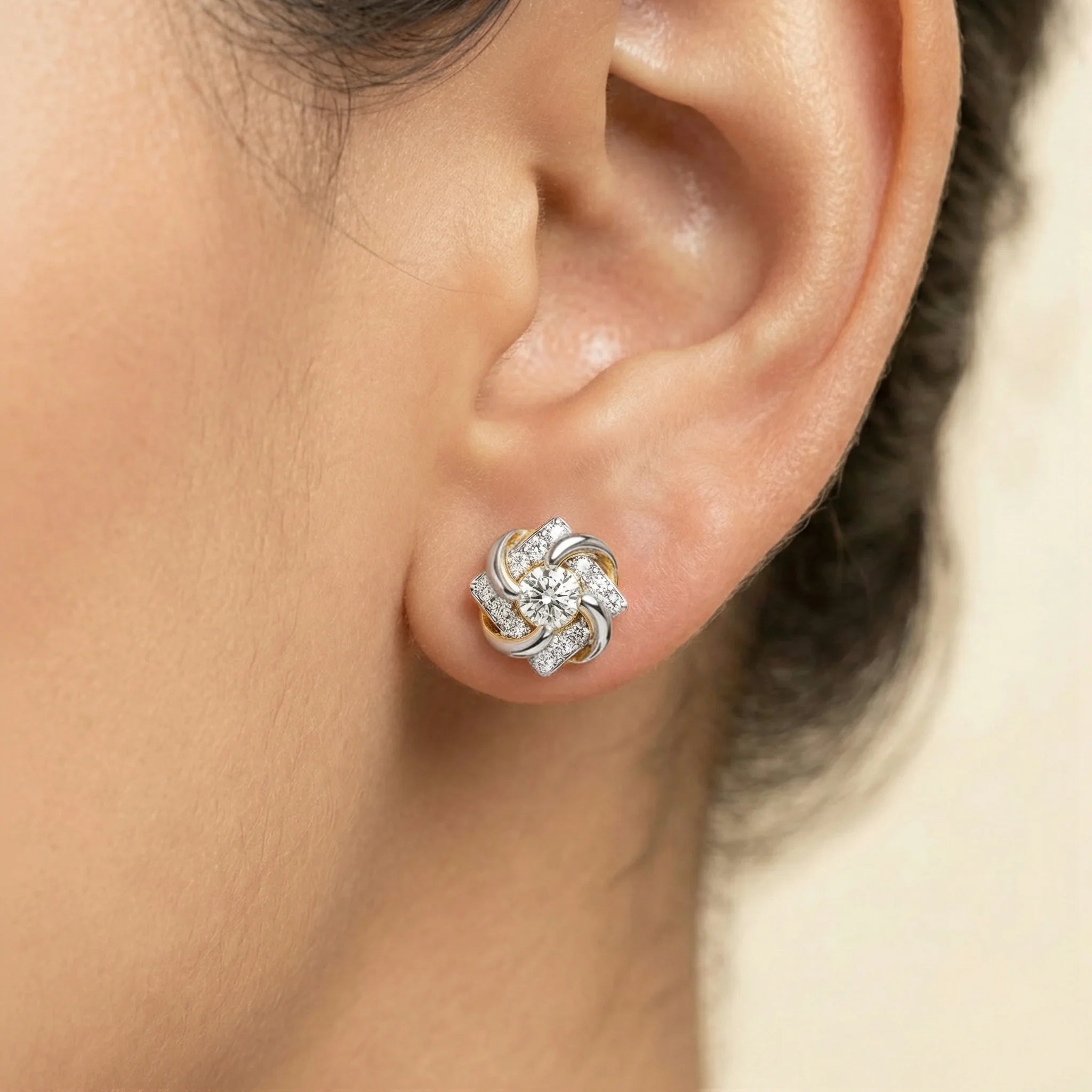 Encased Solitaire - Lab Diamond Earrings Secondary image