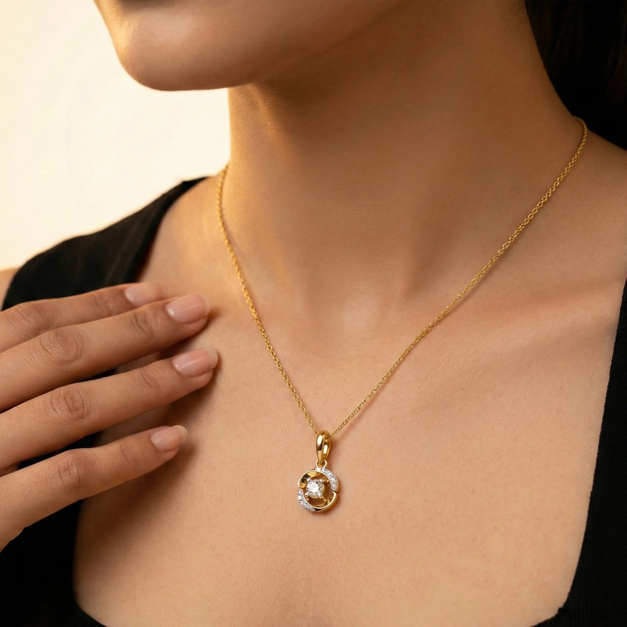 Solitaire Spiral - Lab Diamond Solitaire Pendant Secondary image