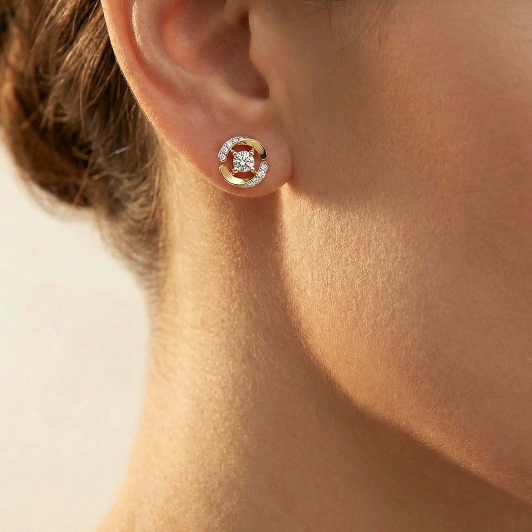 Solitaire Spiral - Lab Diamond Solitaire Earrings Secondary image