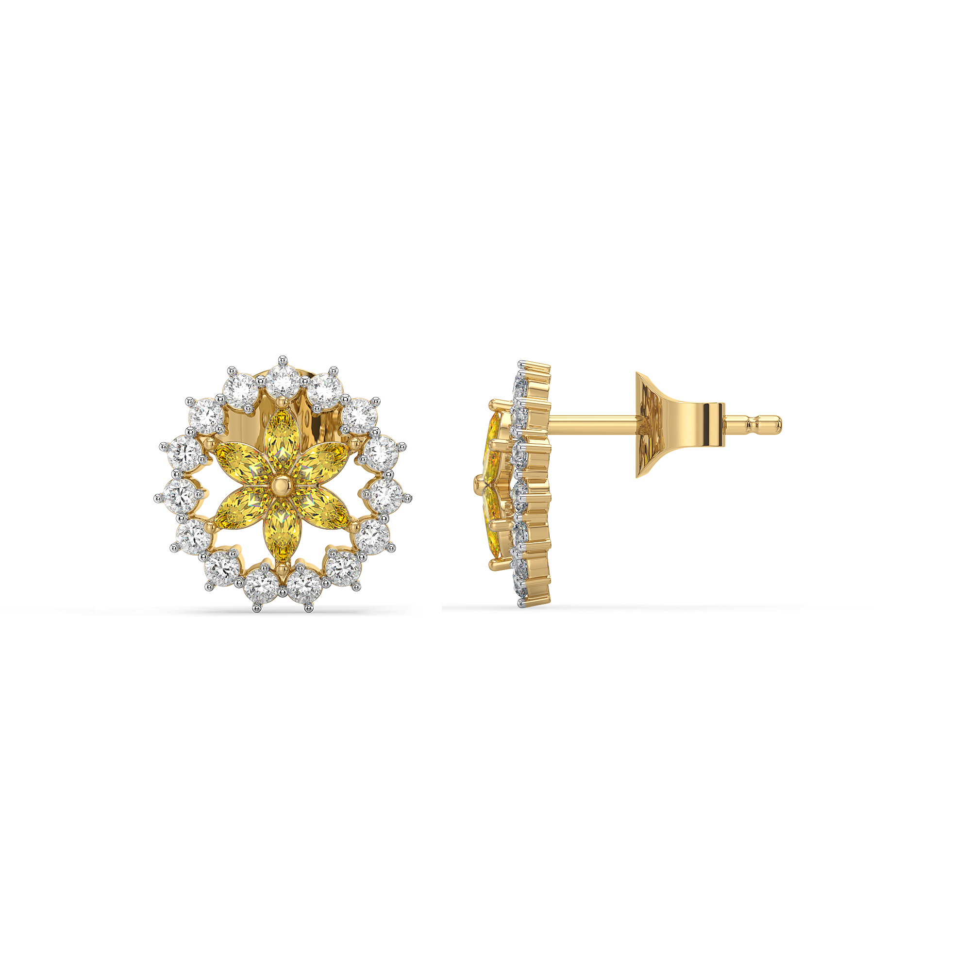 Golden Hour Studs - Lab Diamond and Citrine Earrings