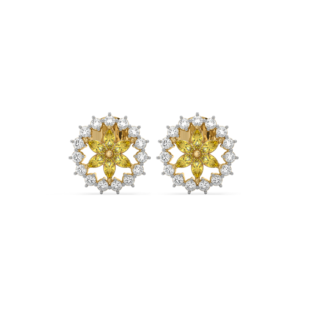 Golden Hour Studs - Lab Diamond and Citrine Earrings