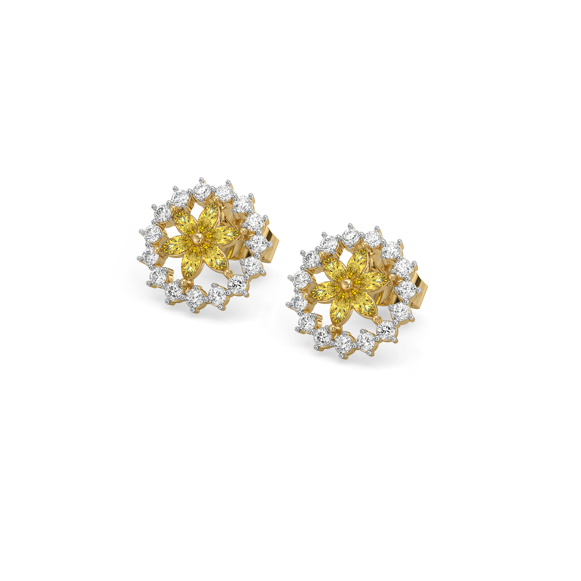 Golden Hour Studs - Lab Diamond and Citrine Earrings Main image