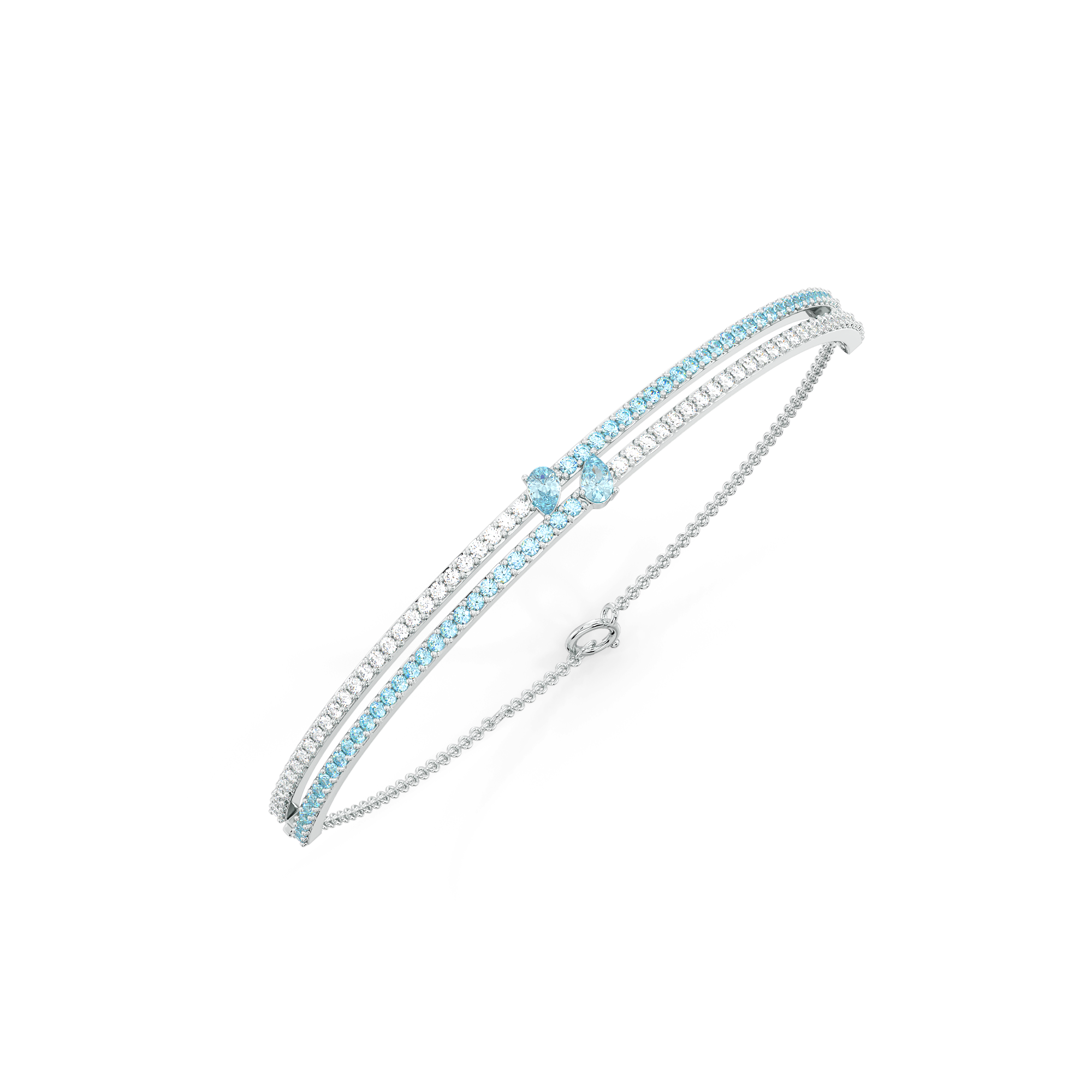 Blue Tide - Aquamarine Lab Diamond Bangle Secondary image