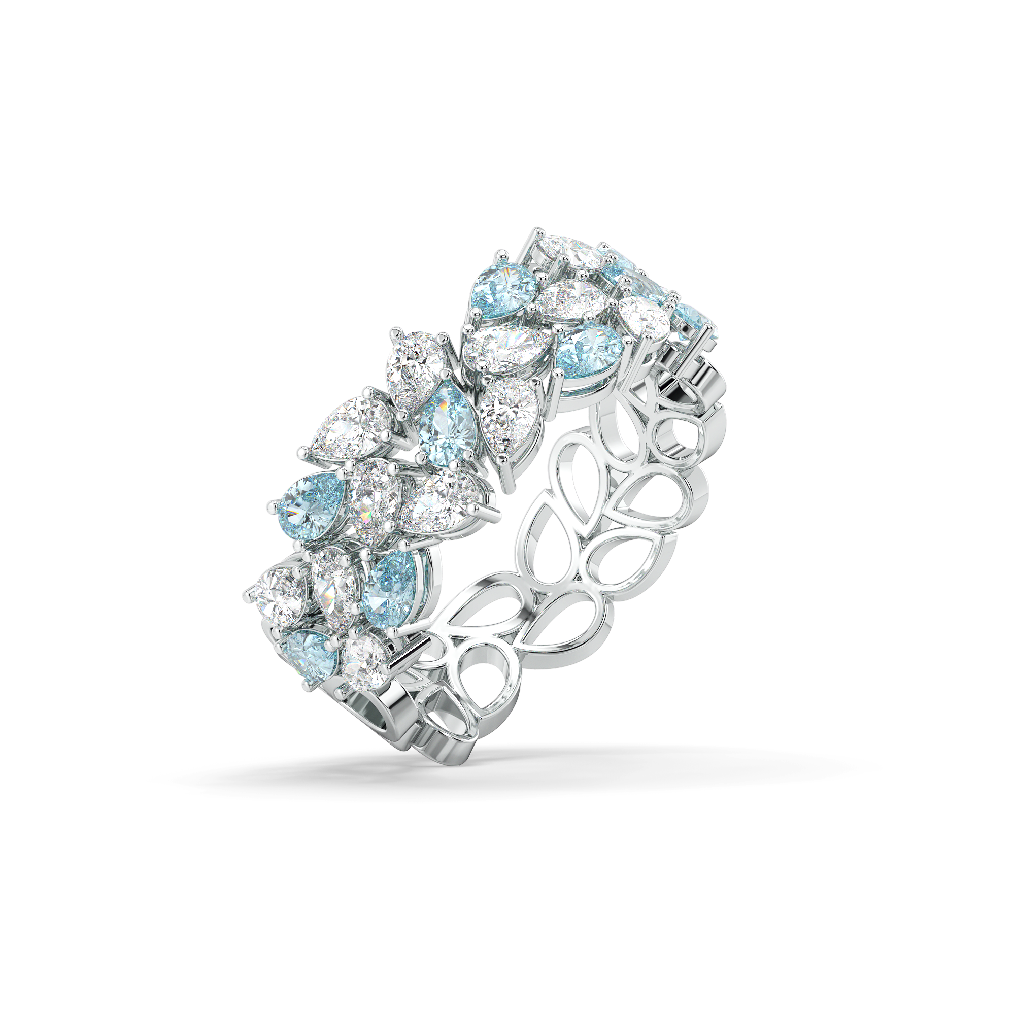 Blue Tide - Aquamarine Lab Diamond Eternity Ring Main image