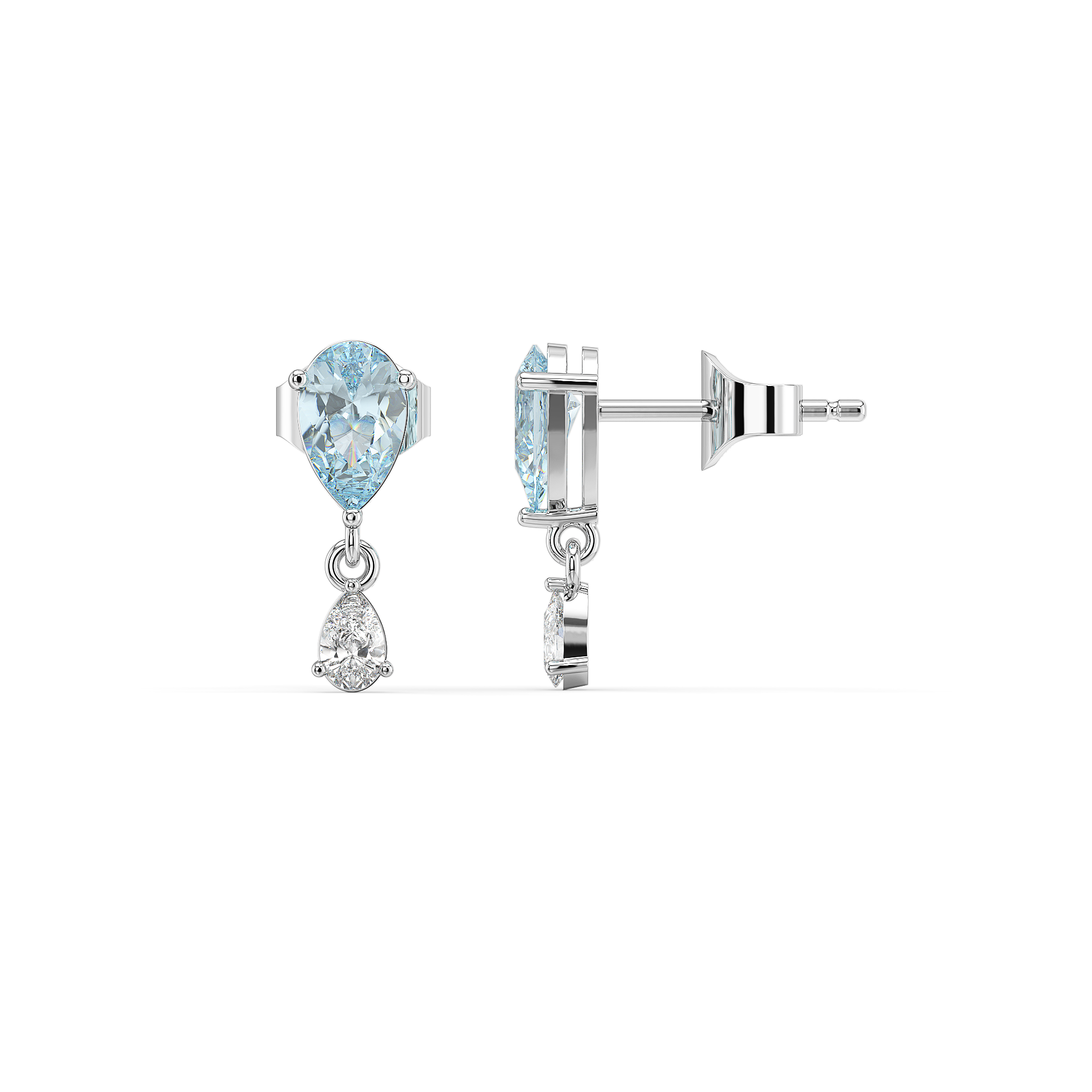 Blue Tide - Aquamarine Lab Diamond Drop Earrings