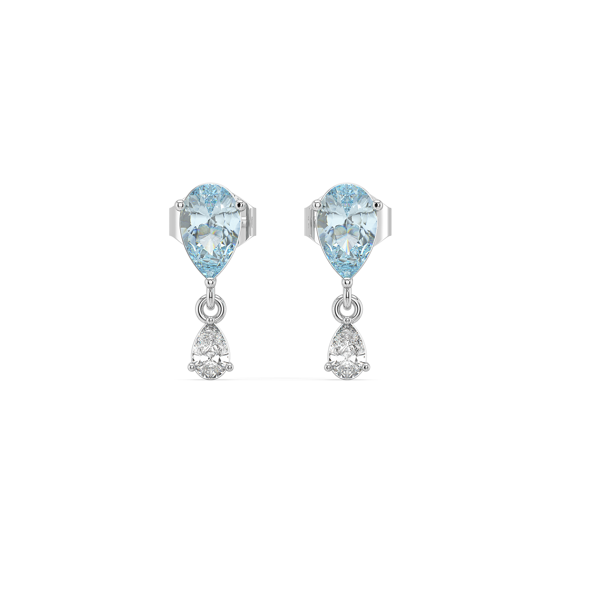 Blue Tide - Aquamarine Lab Diamond Drop Earrings Secondary image