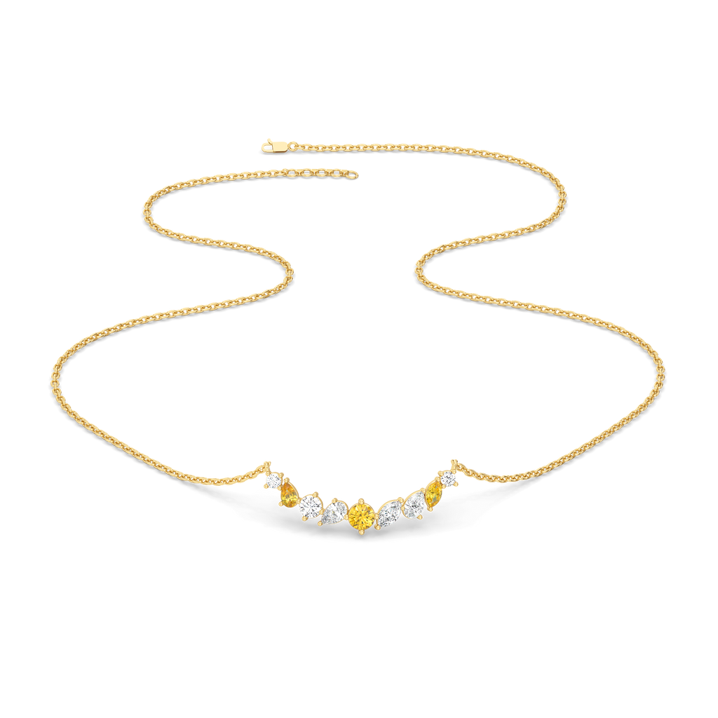 Honeyline - Lab Diamond and Citrine Necklace