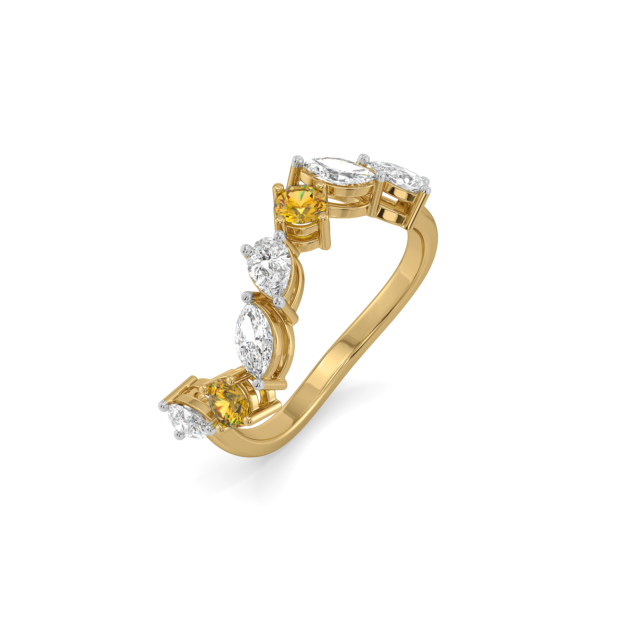 Honeyline - Lab Diamond and Citrine Eternity Ring Main image