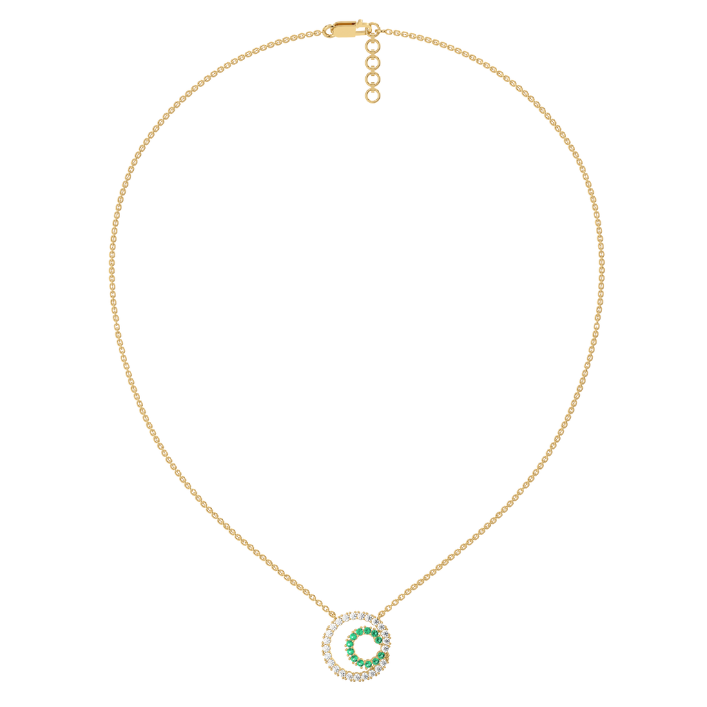 Green Glow - Lab Diamond and Emerald Necklace