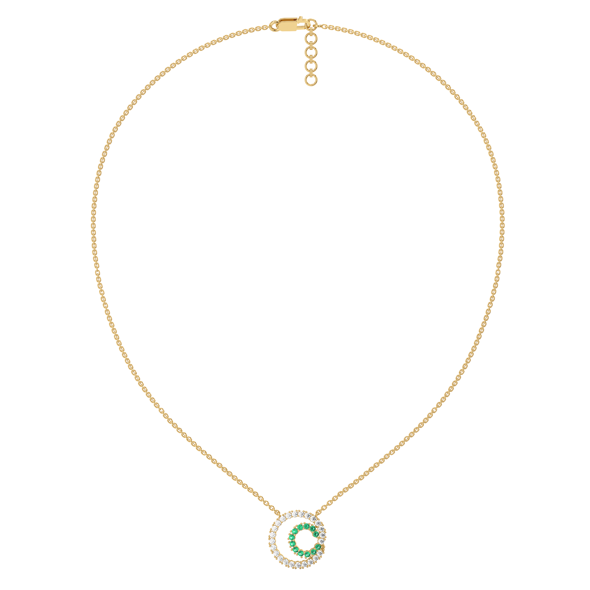 Green Glow - Lab Diamond and Emerald Necklace