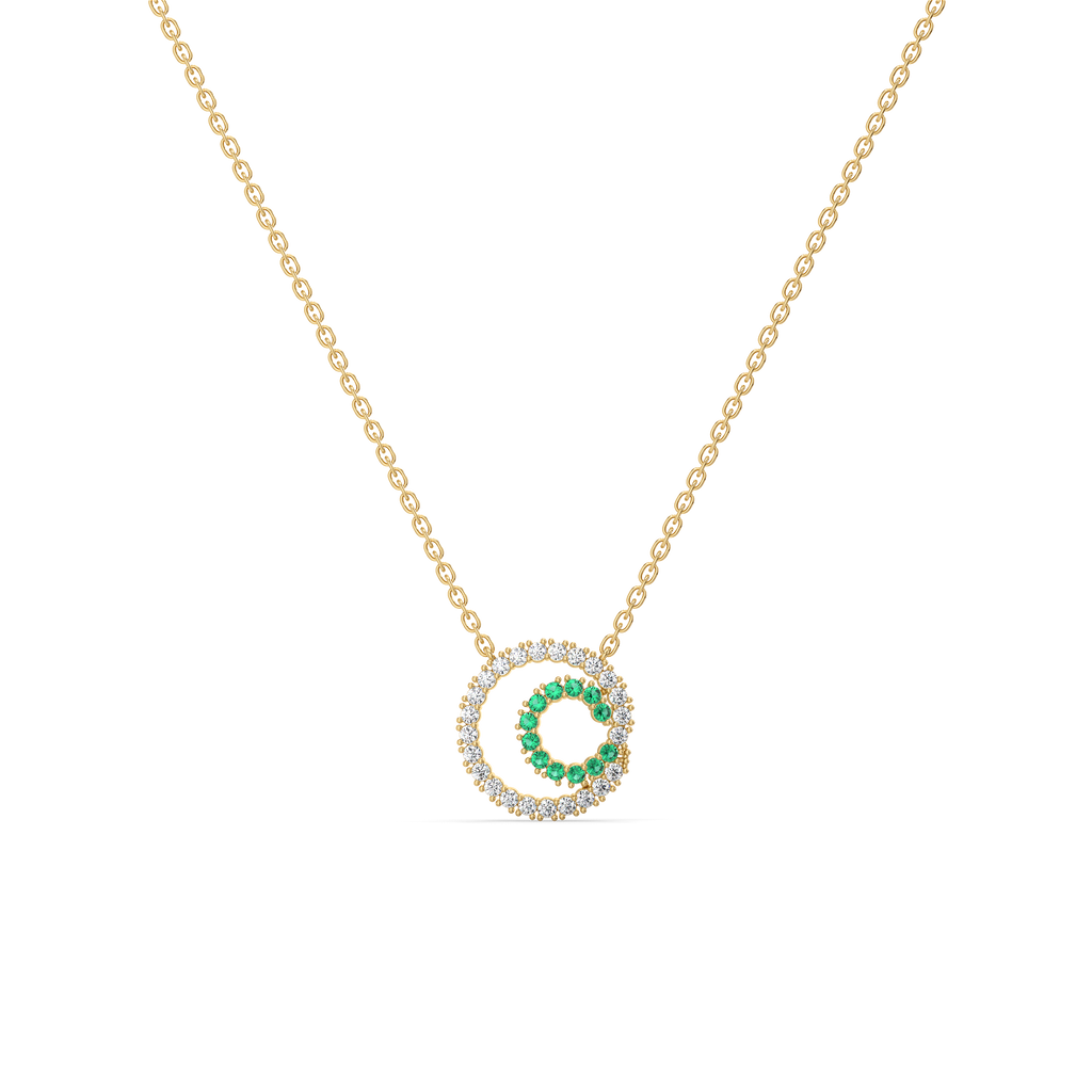 Green Glow - Lab Diamond and Emerald Necklace