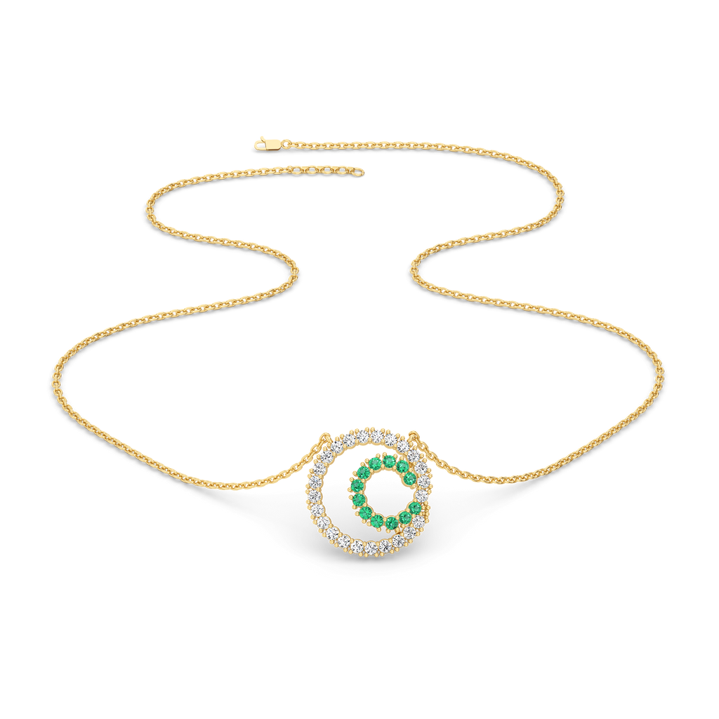 Green Glow - Lab Diamond and Emerald Necklace