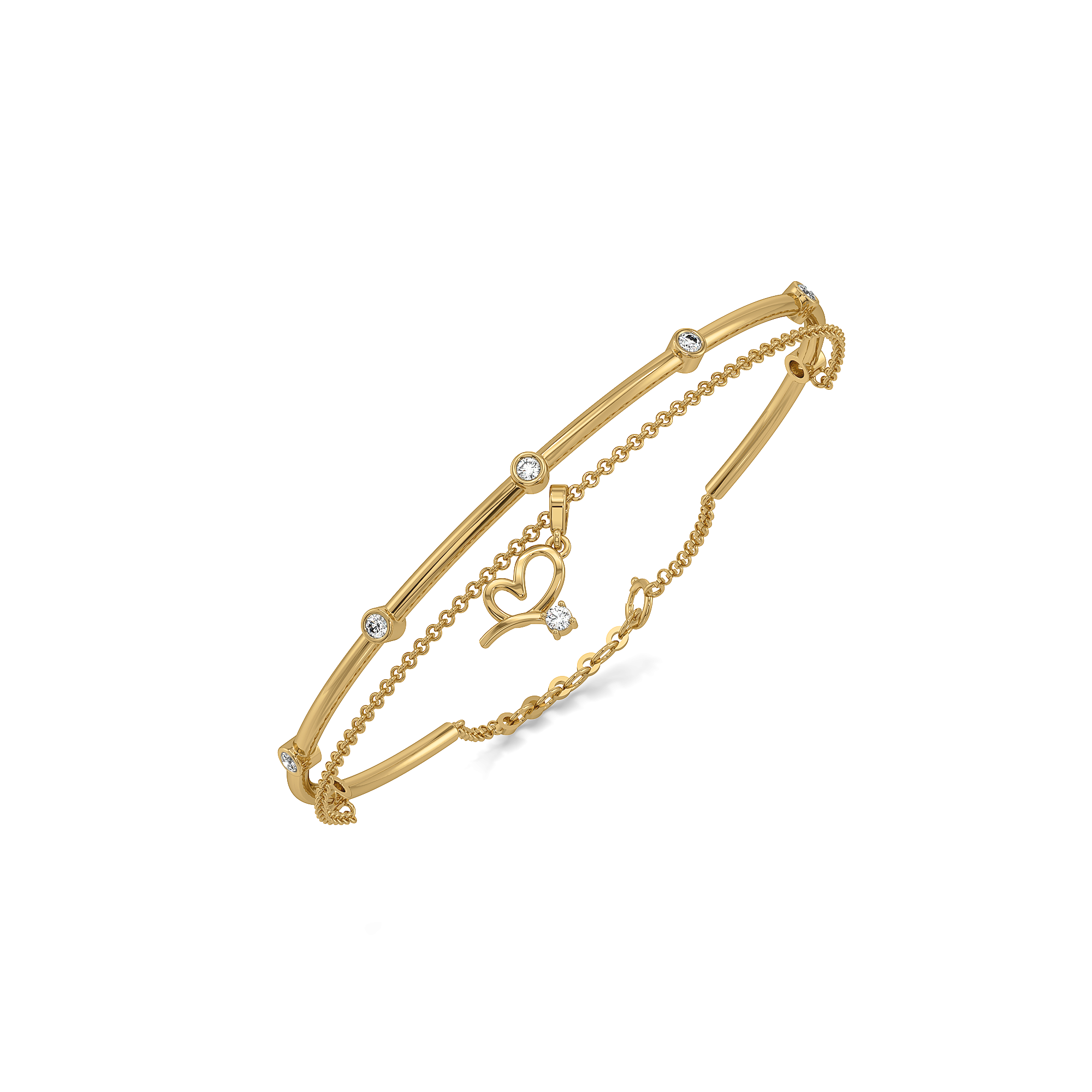 Chic like Rachel - Lab Diamond Layered Bangle Main image