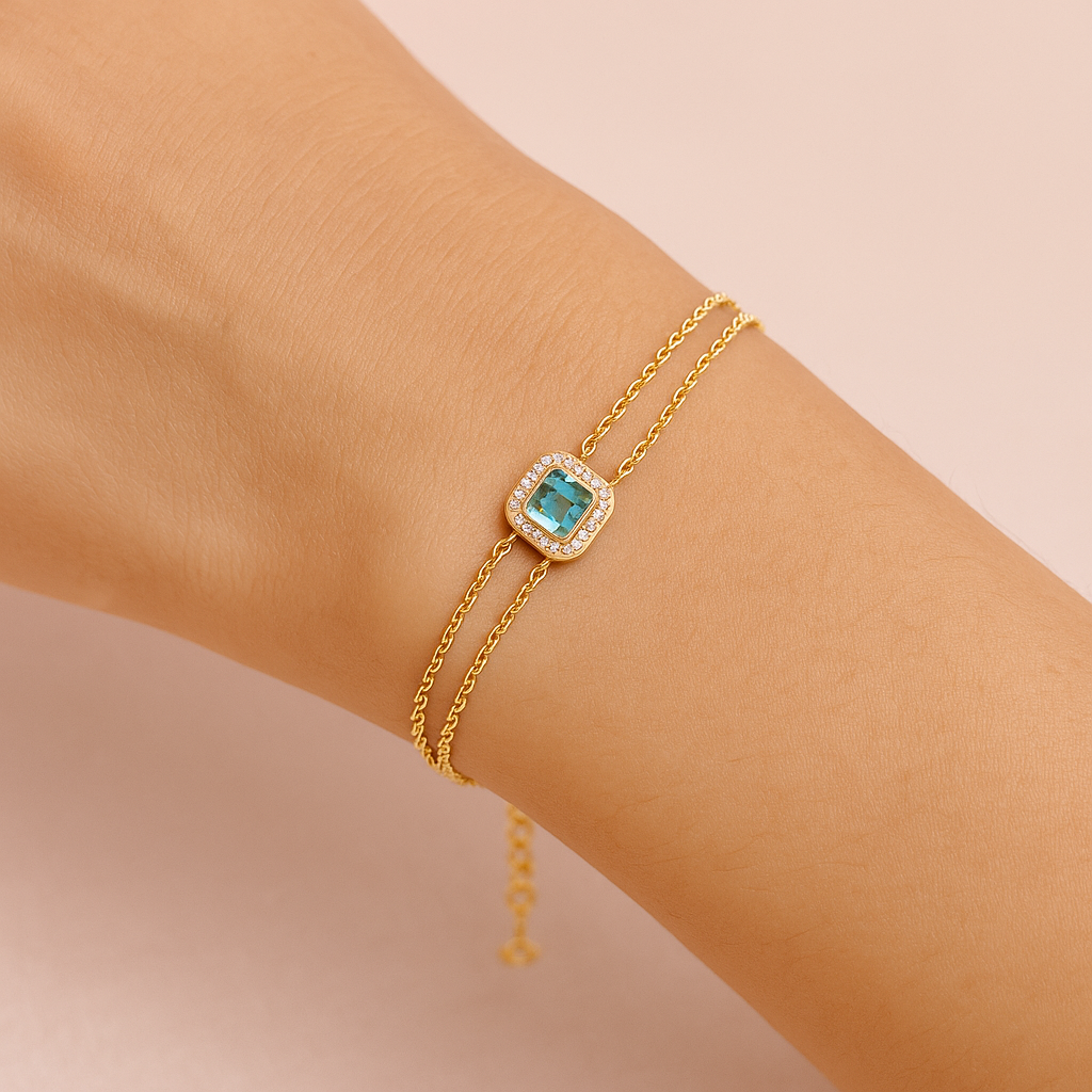 Coastal Calm - Lab Diamond Aquamarine Bracelet Secondary image