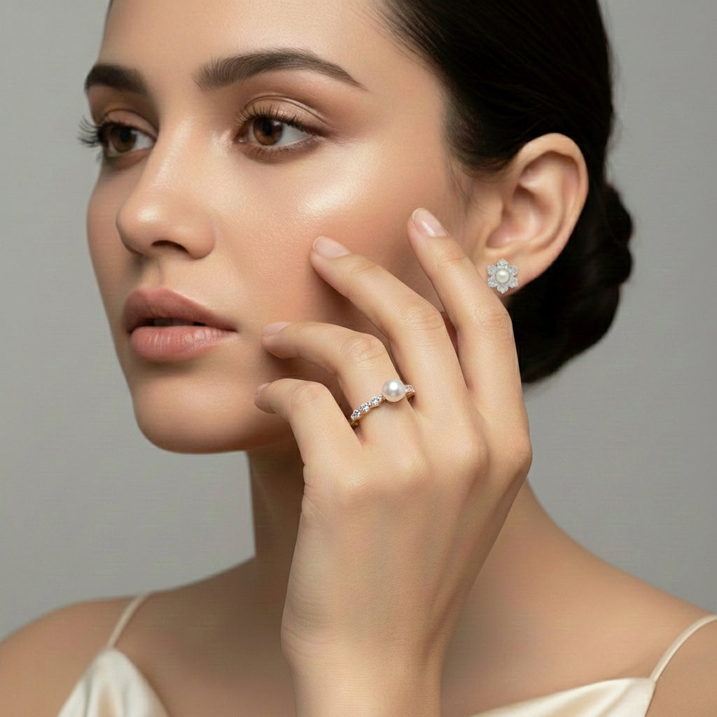 Winter Pearls - Lab Diamond Band Rings