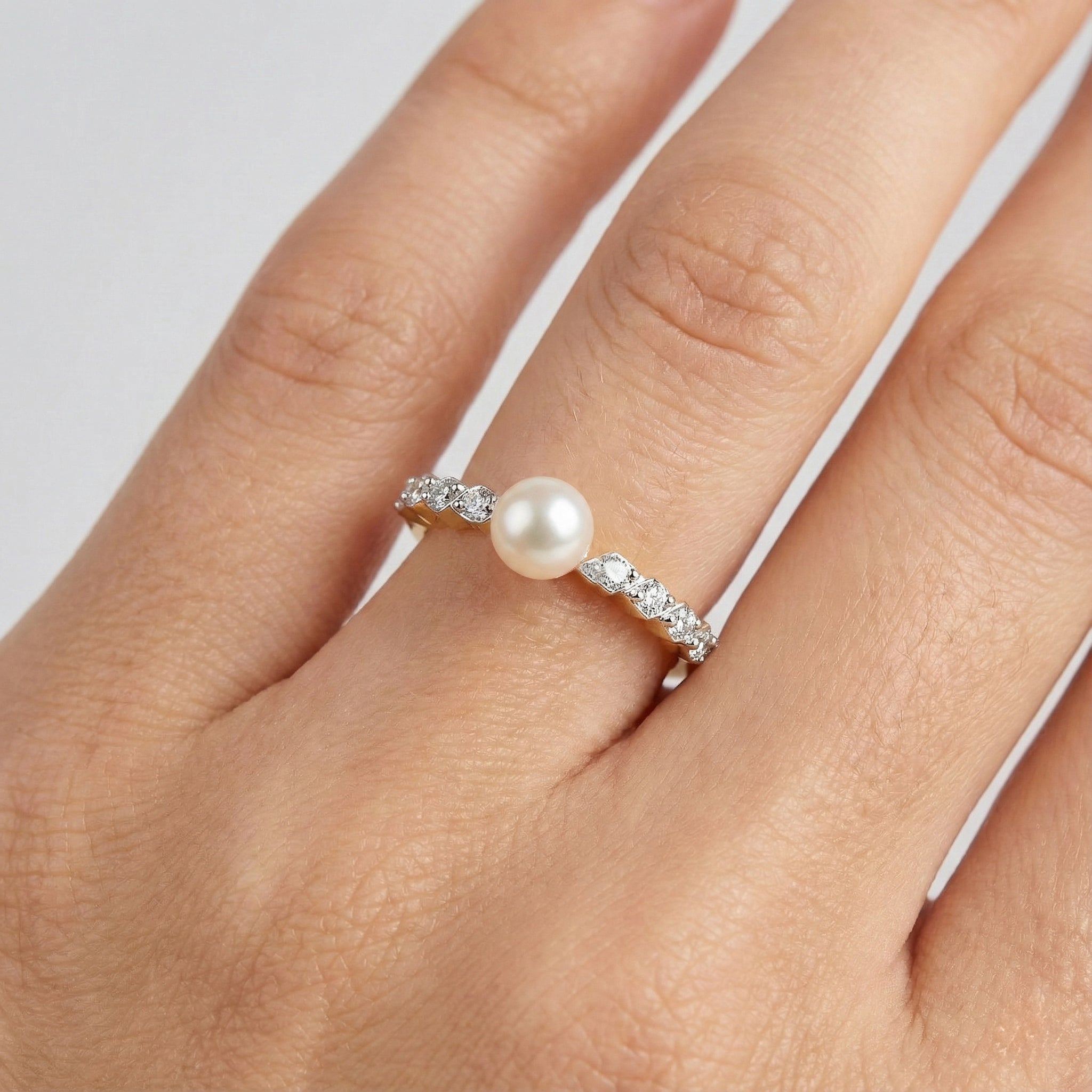 Winter Pearls - Lab Diamond Band Rings Main image