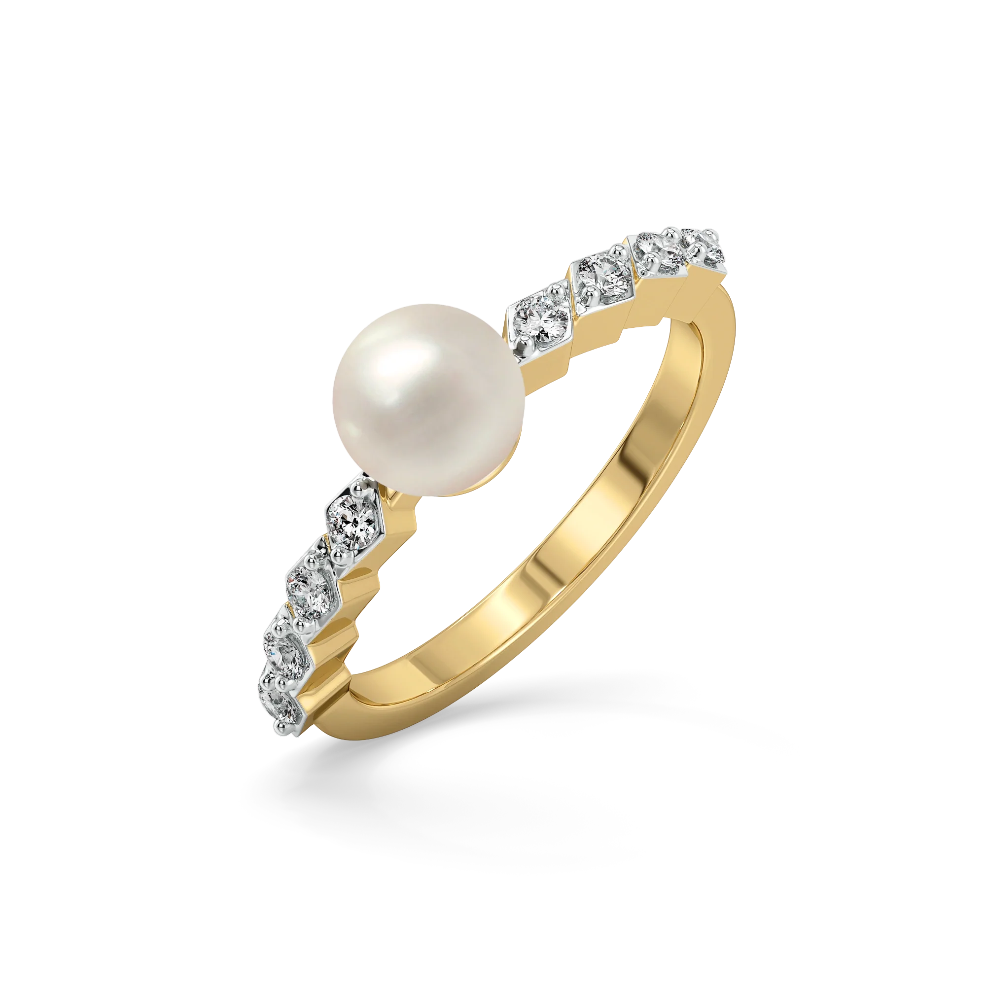 Winter Pearls - Lab Diamond Band Rings Secondary image