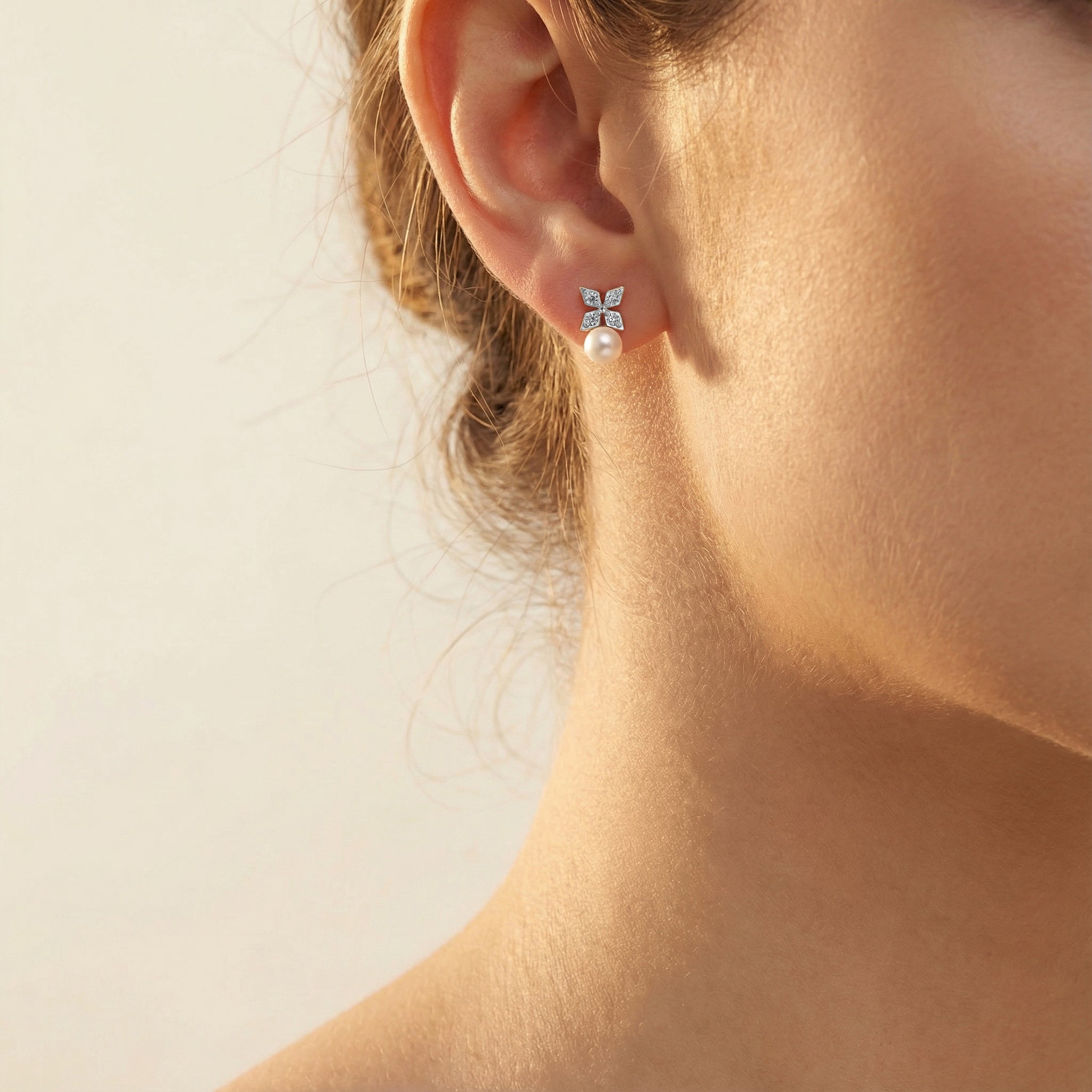 Winter Pearls - Lab Diamond Stud Earrings