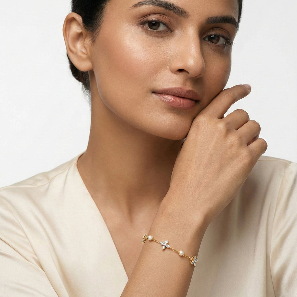 Crystal Pearls - Lab Diamond Bracelet