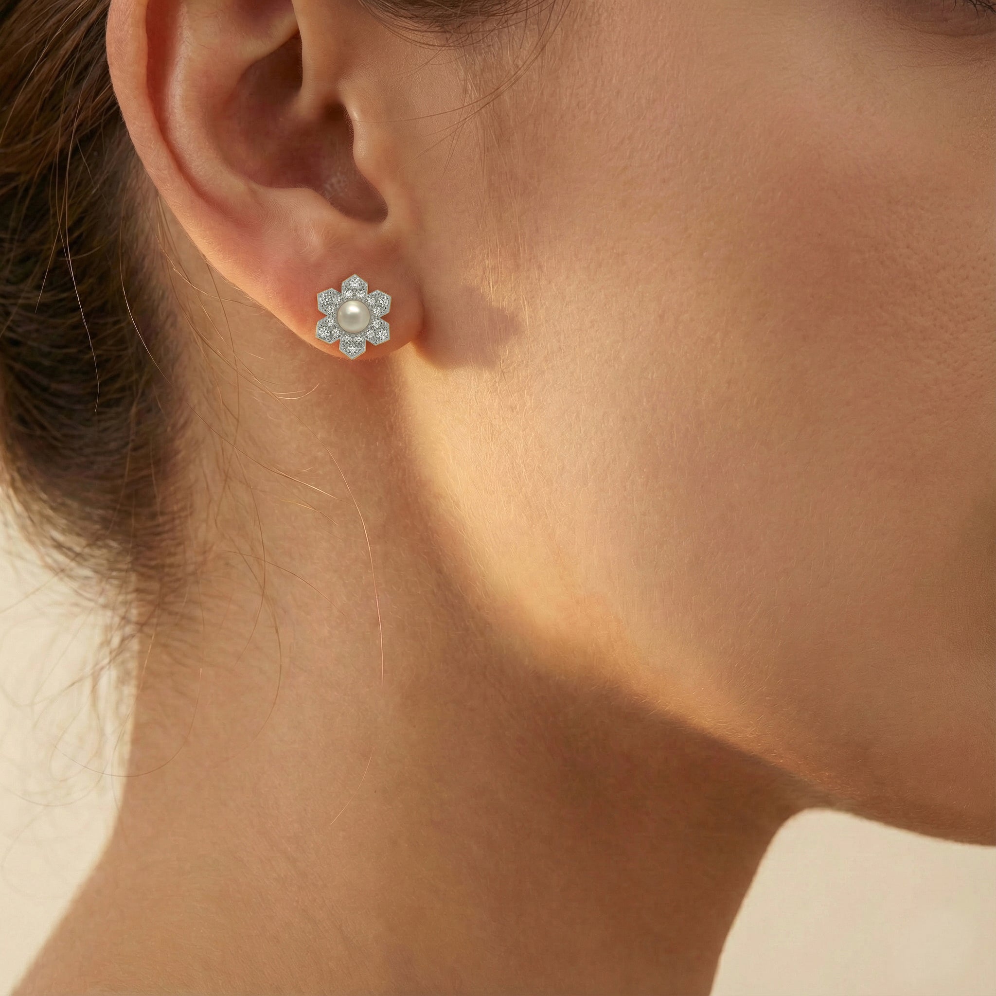 Crystal Pearls - Lab Diamond Earrings Secondary image