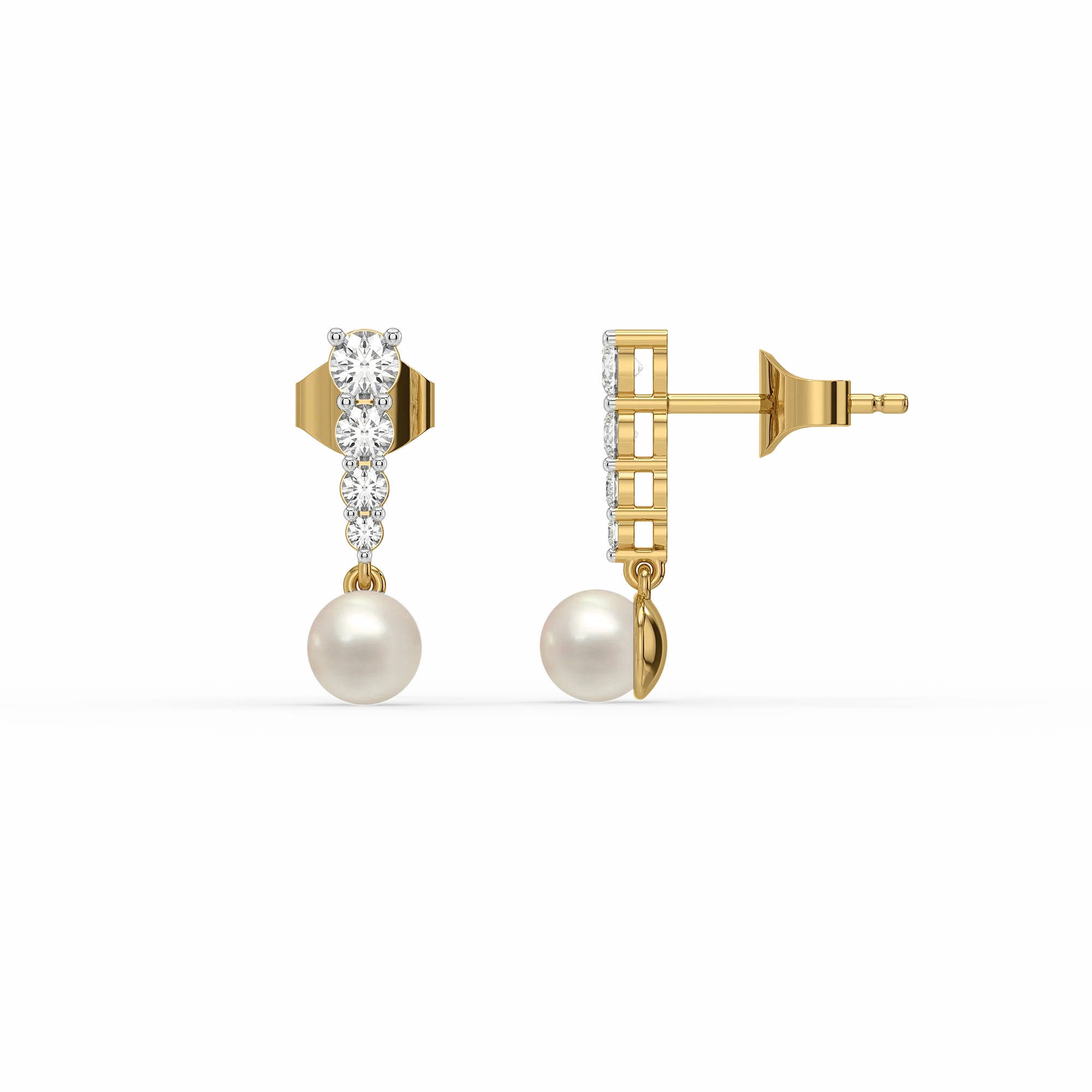 Glinting Pearl - Lab Diamond Drop Earrings