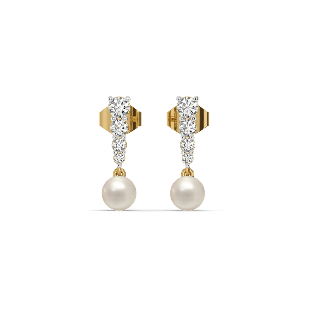 Glinting Pearl - Lab Diamond Drop Earrings