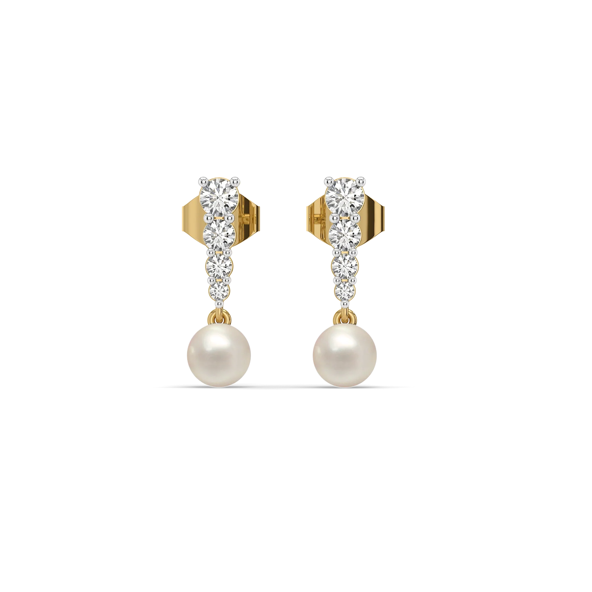 Glinting Pearl - Lab Diamond Drop Earrings