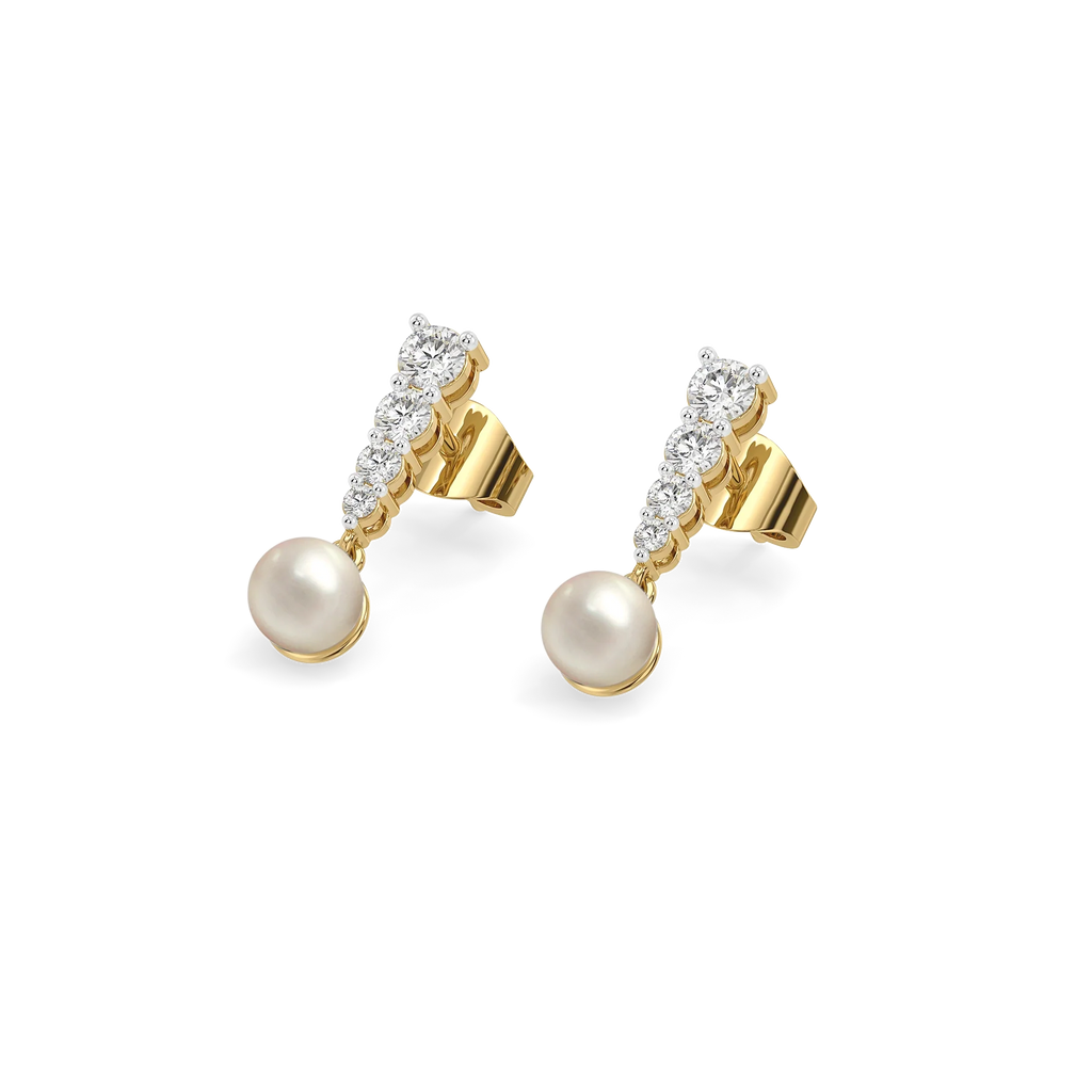 Glinting Pearl - Lab Diamond Drop Earrings