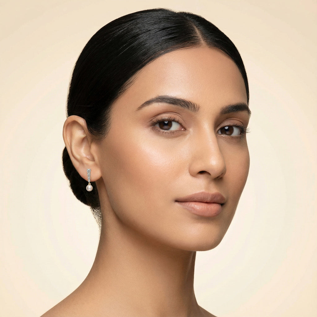 Glinting Pearl - Lab Diamond Drop Earrings