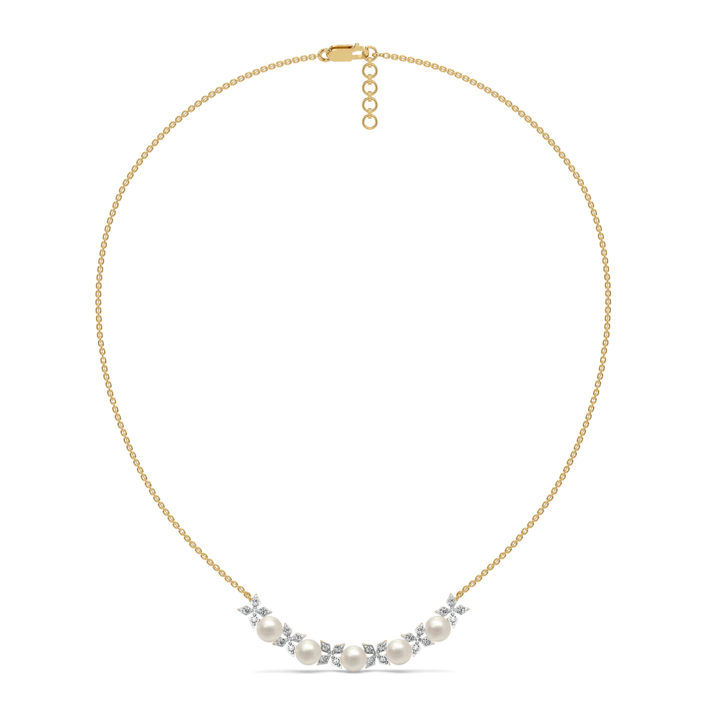 Snow Kissed Pearl - Lab Diamond Necklace