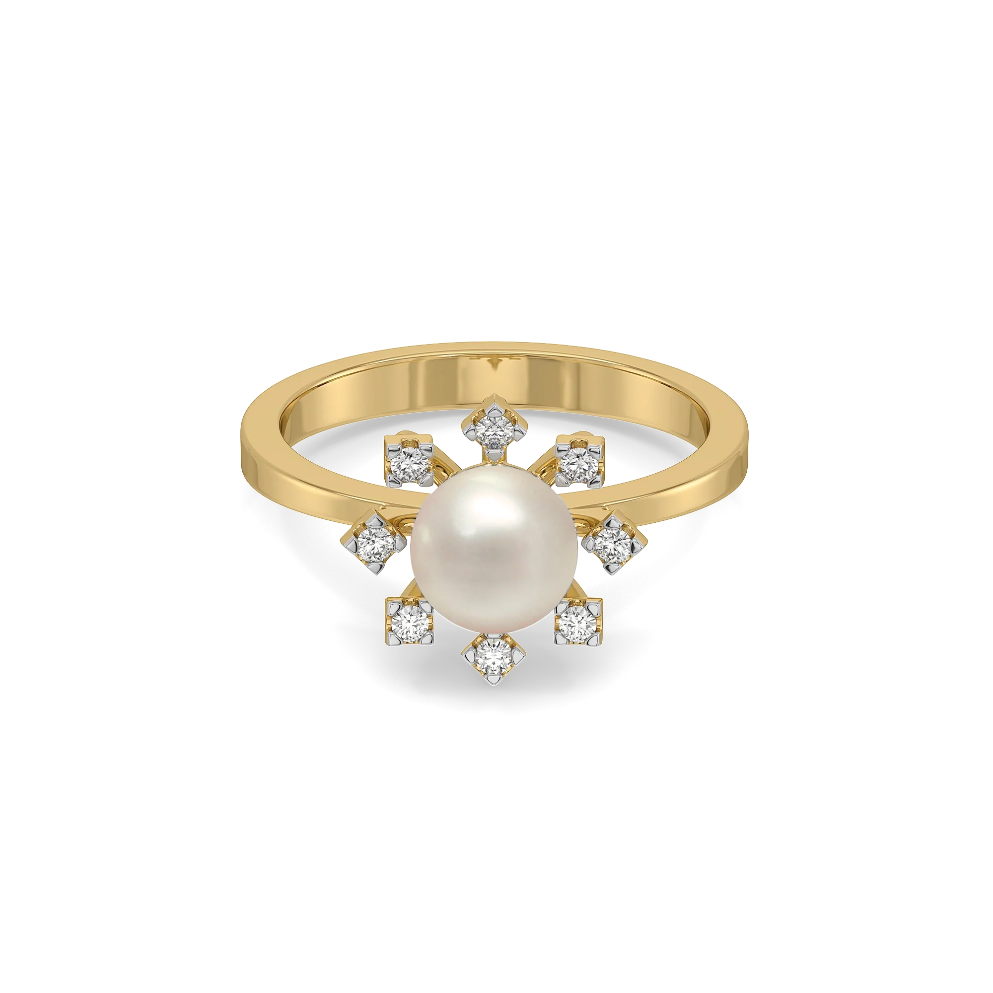 Snow Kissed Pearl - Lab Diamond Ring