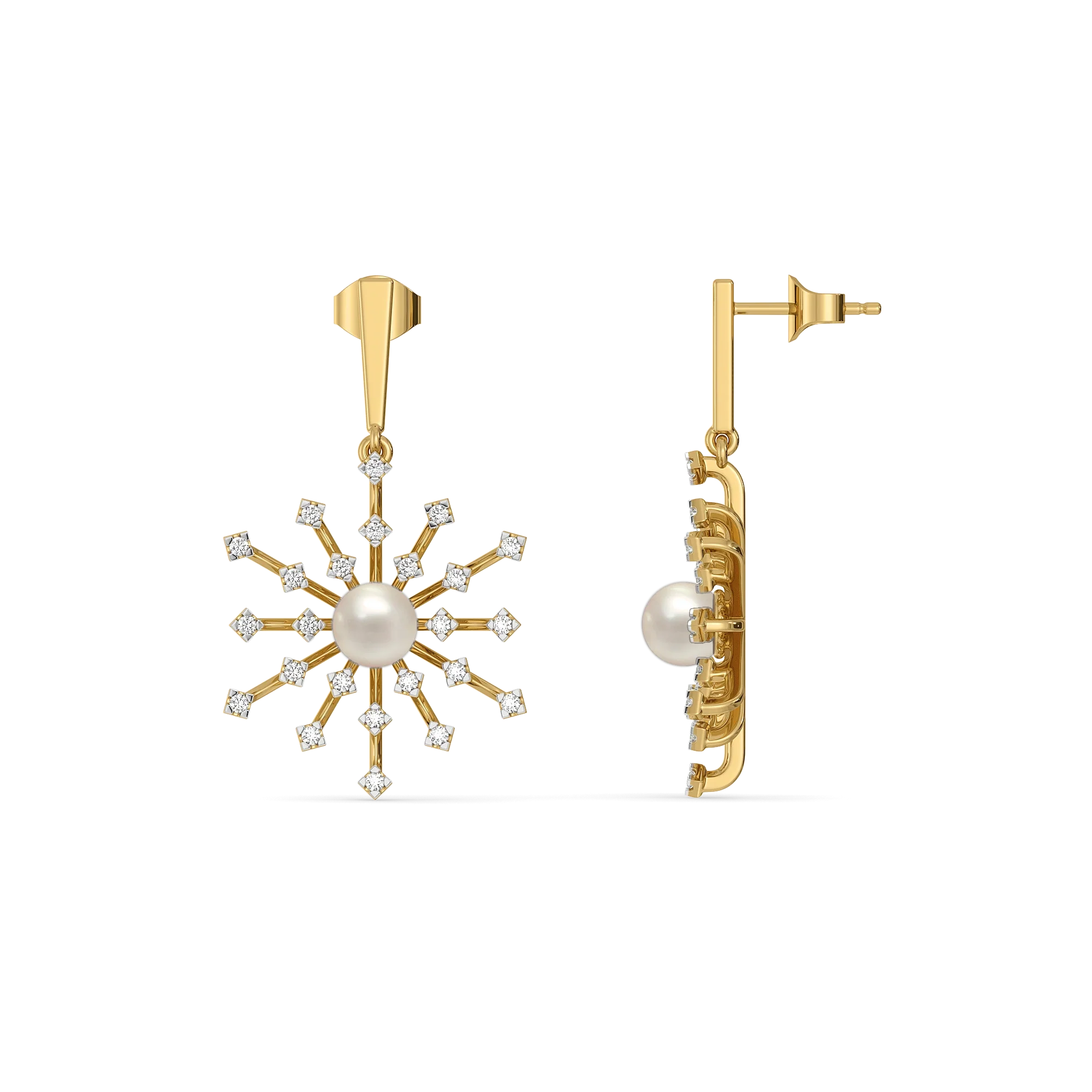 Snow Kissed Pearl - Lab Diamond Drop Earrings