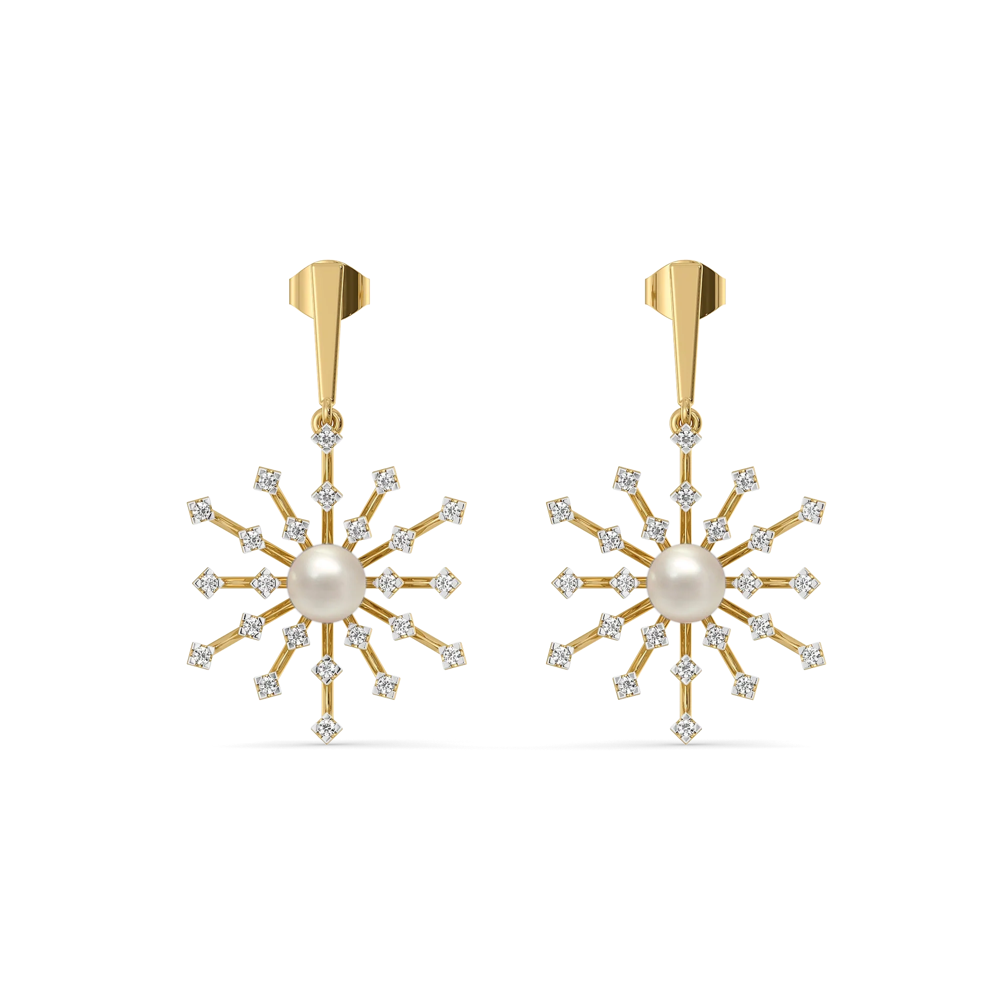 Snow Kissed Pearl - Lab Diamond Drop Earrings Main image