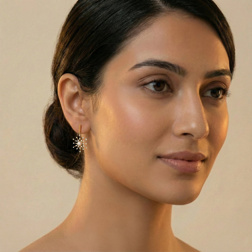 Snow Kissed Pearl - Lab Diamond Drop Earrings