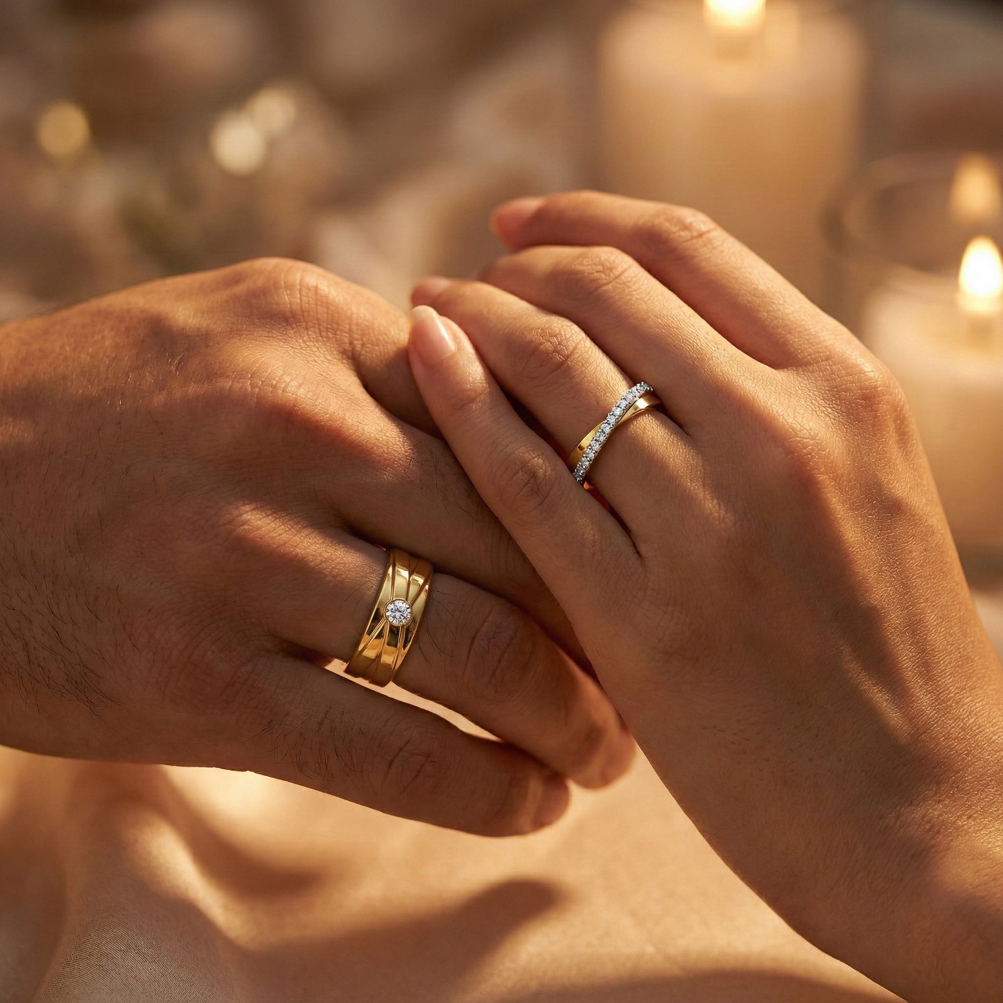 Classic Spark Union - Lab Diamond Couple Band Rings Secondary image