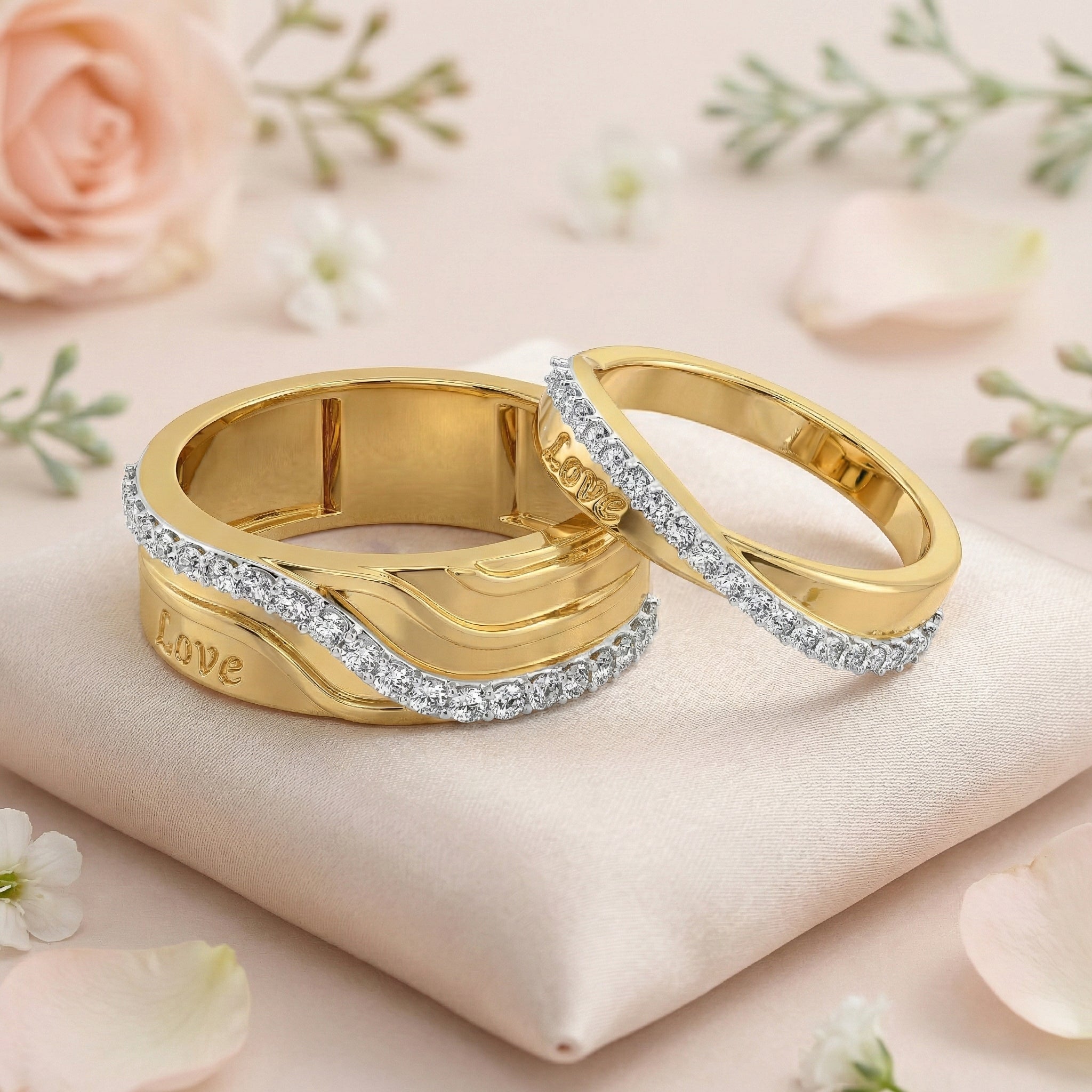 Forever Wave - Lab Diamond Couple Band Rings