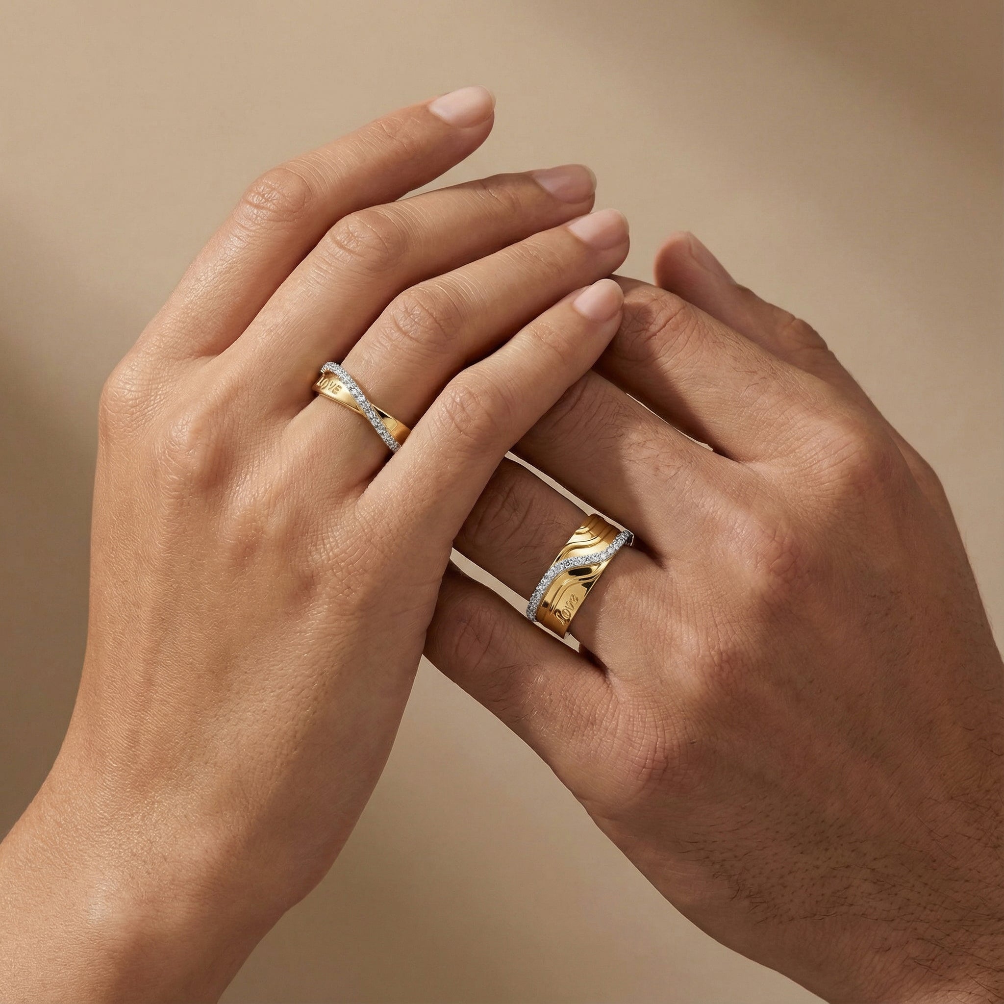 Forever Wave - Lab Diamond Couple Band Rings Main image