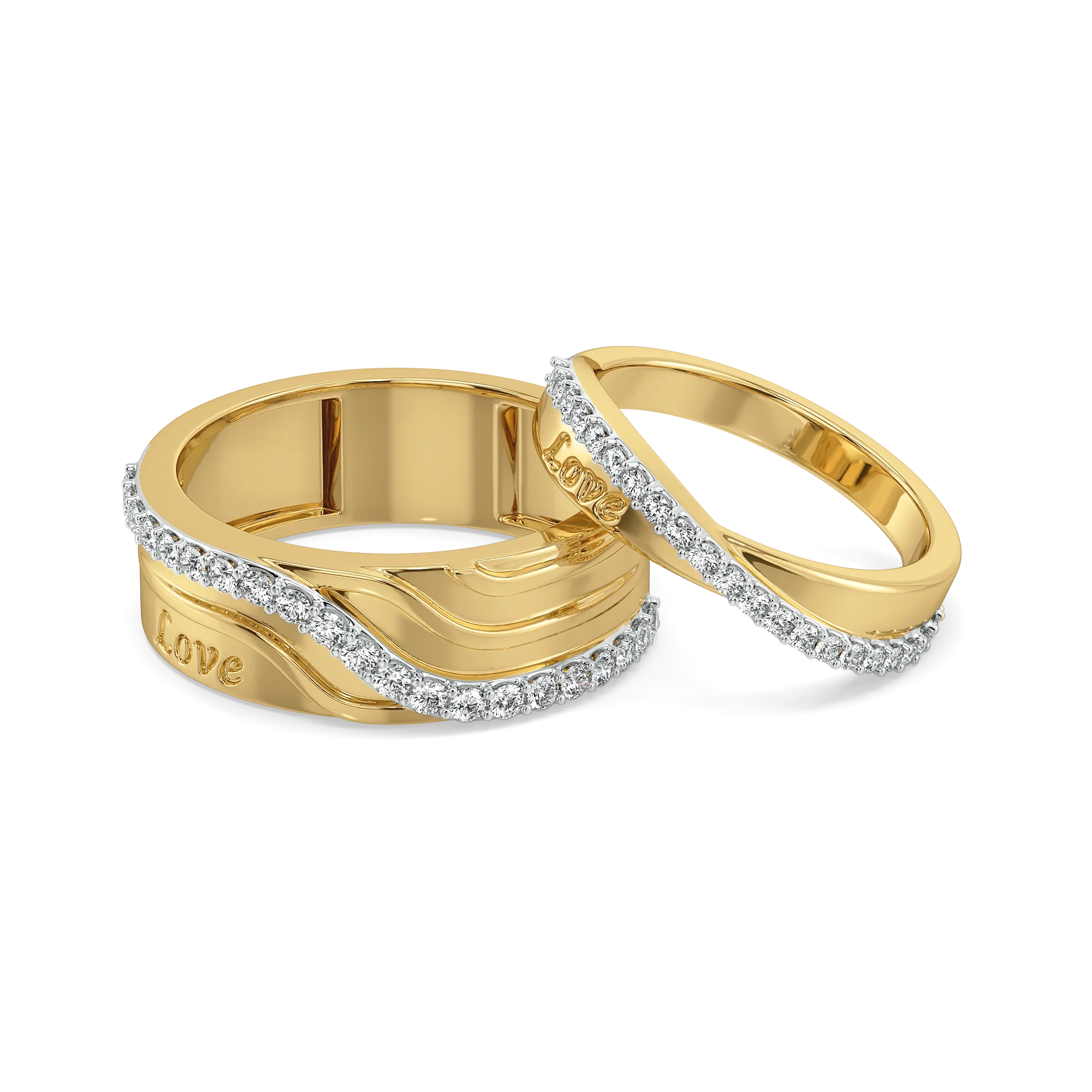Forever Wave - Lab Diamond Couple Band Rings Secondary image