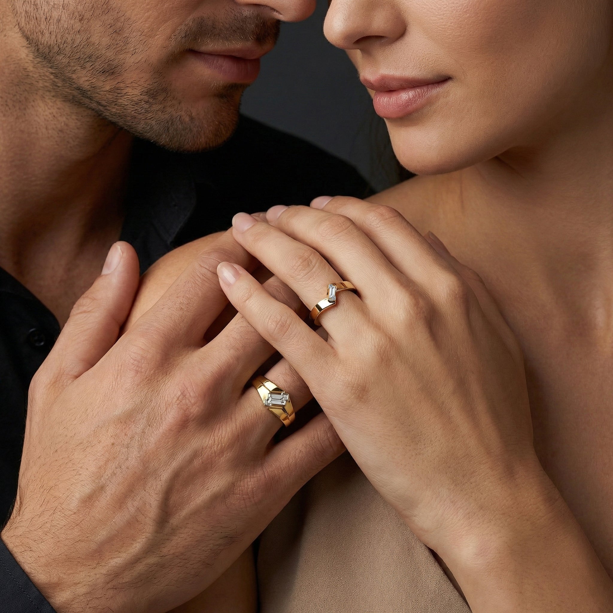 Angle of Us - Lab Diamond Couple Band Rings Secondary image