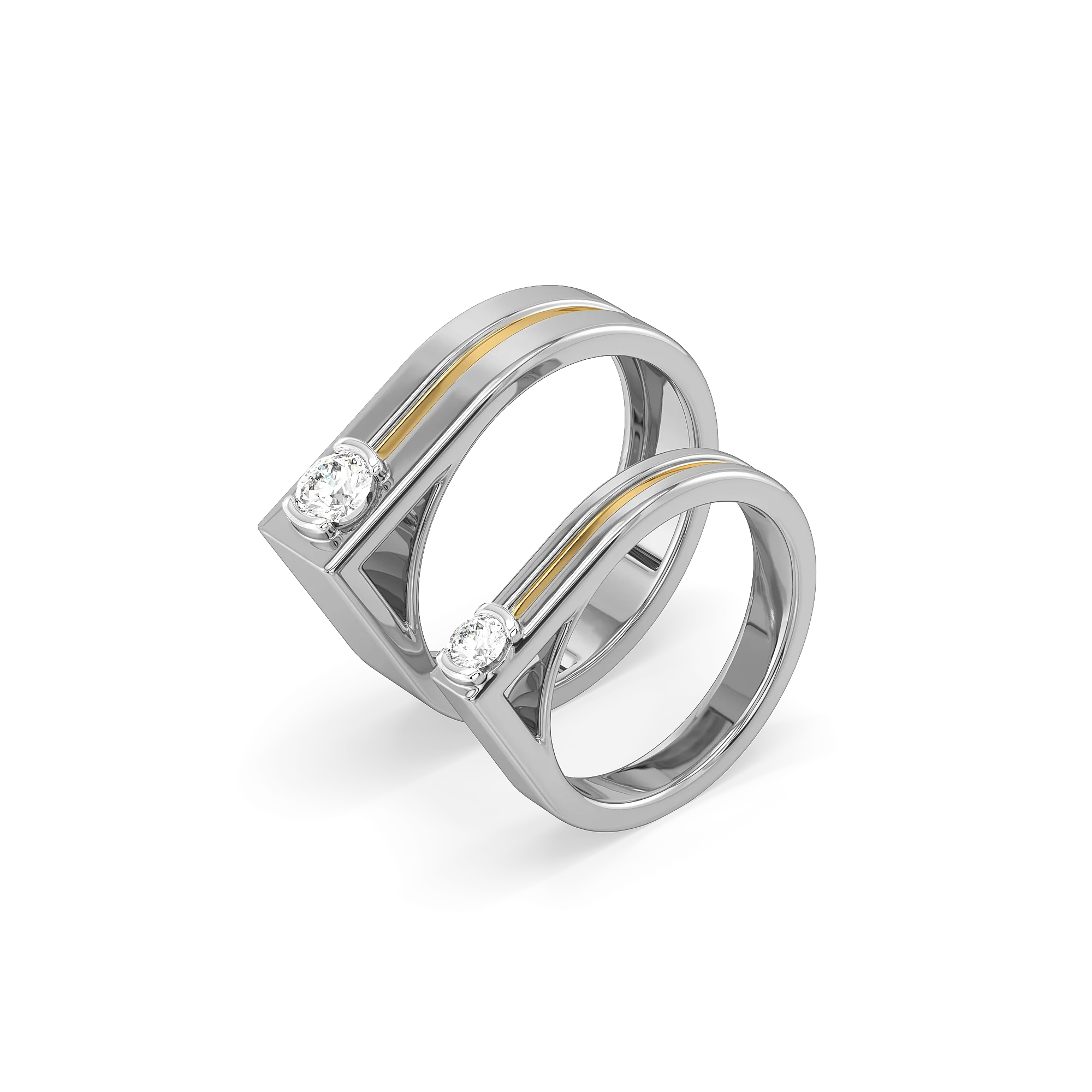 Dual Line Vow - Lab Diamond Couple Band Rings Main image