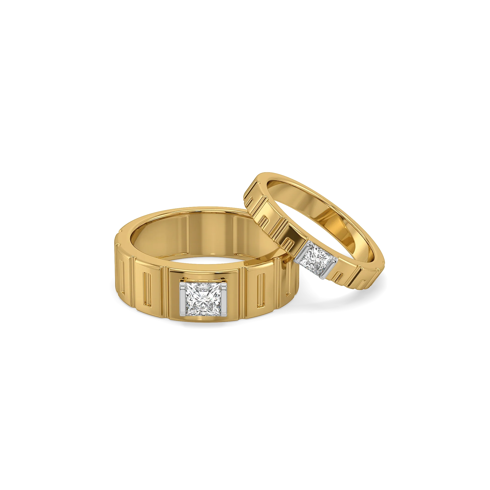 Groove Promise - Lab Diamond Couple Band Rings Main image
