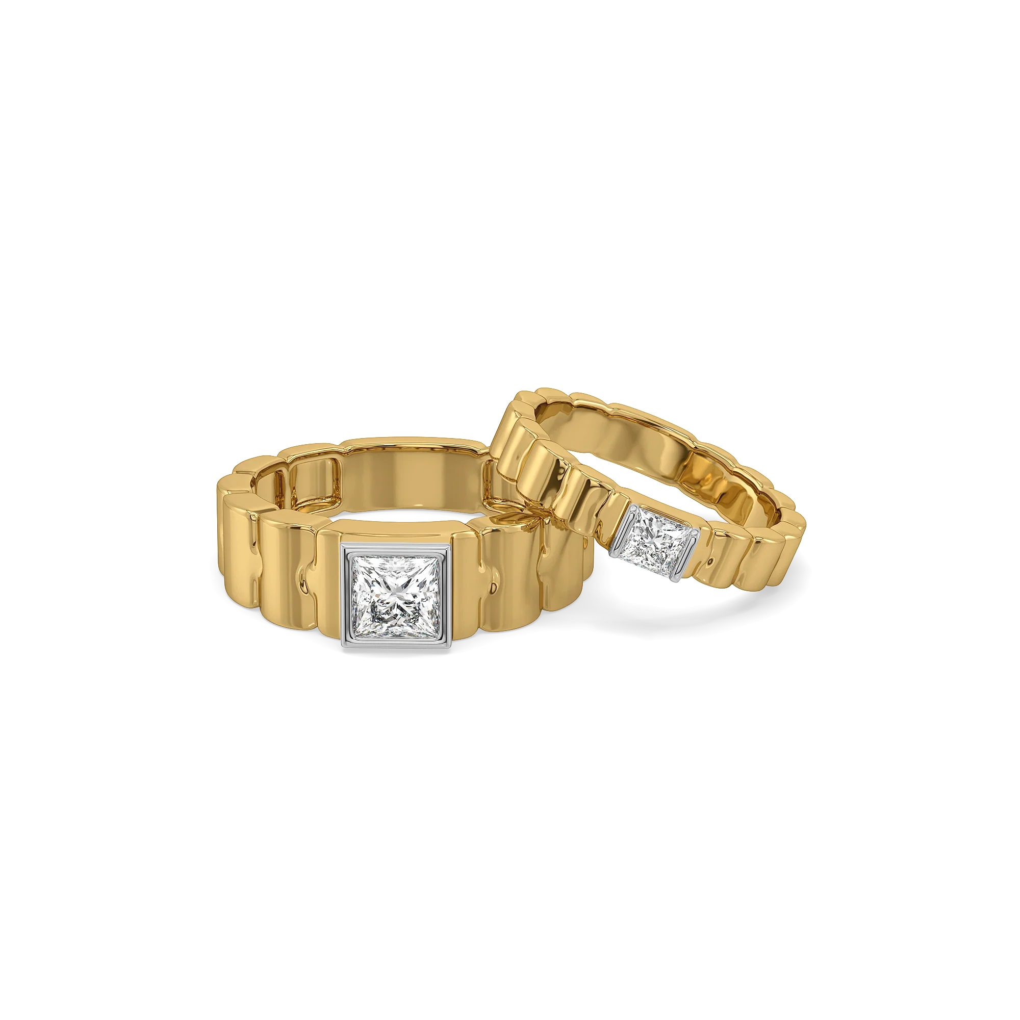 Regal Square Bond - Lab Diamond Couple Band Rings Secondary image