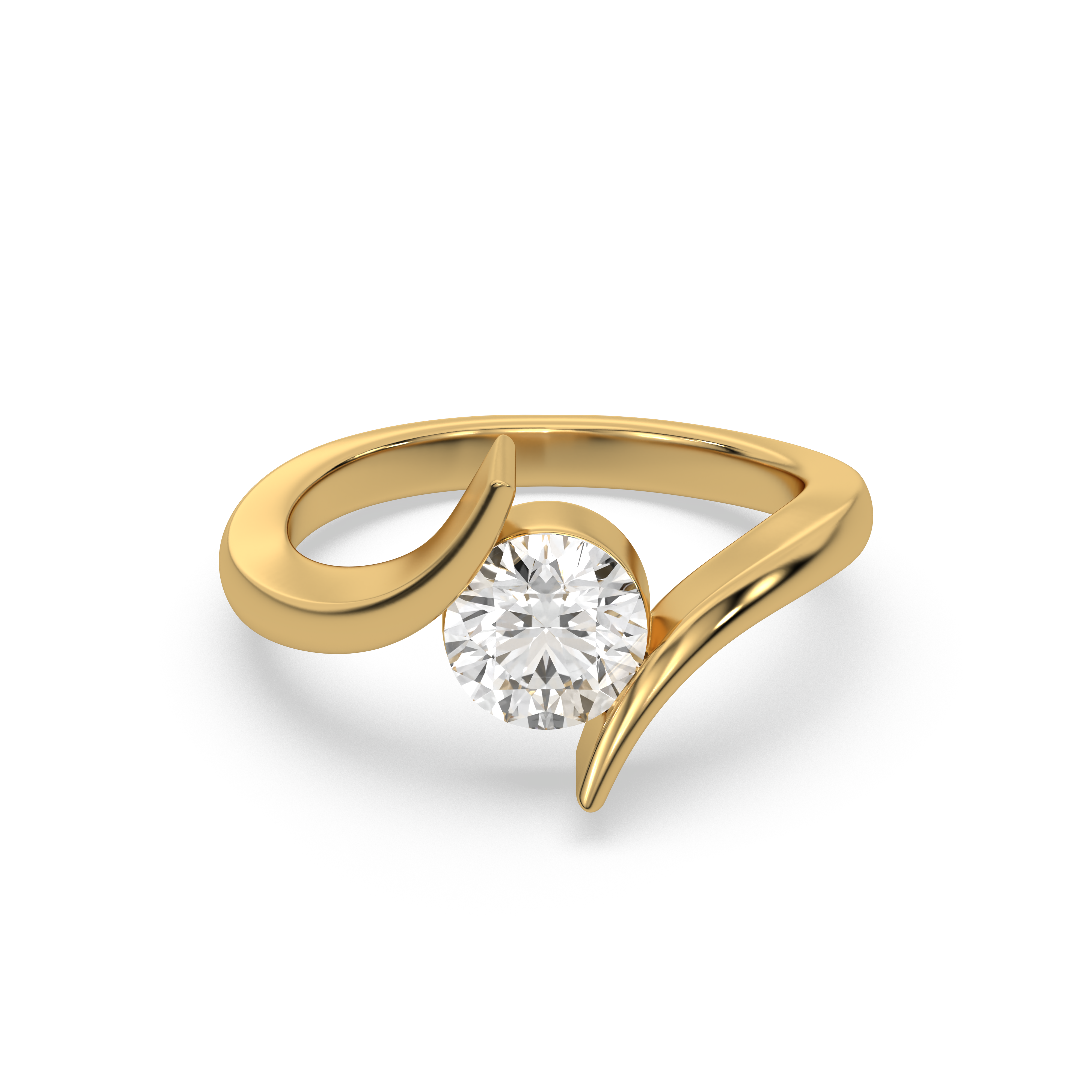 Curved Elegance - Lab Diamond Solitaire Ring