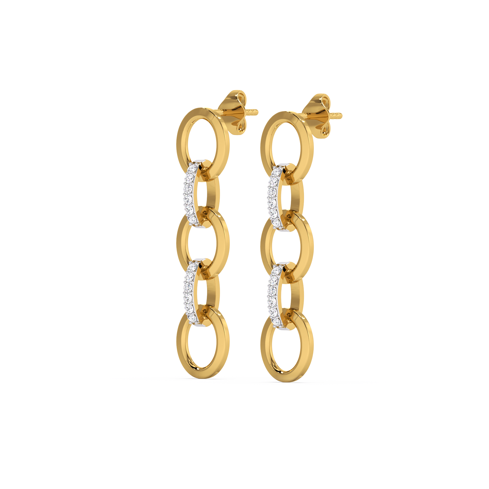 Link Chain - Lab Diamond Drop Earrings