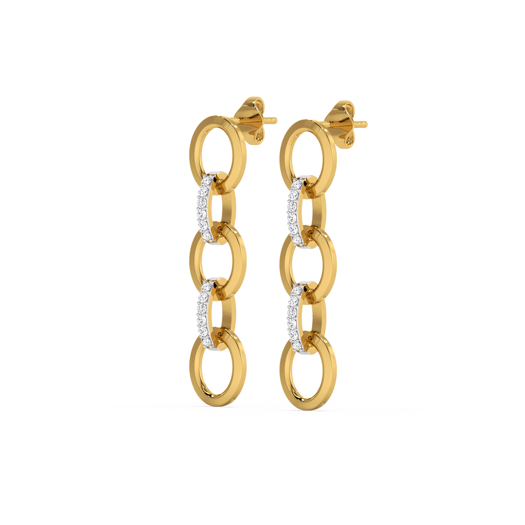 Link Chain - Lab Diamond Drop Earrings