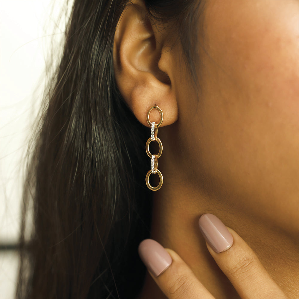 Link Chain - Lab Diamond Drop Earrings