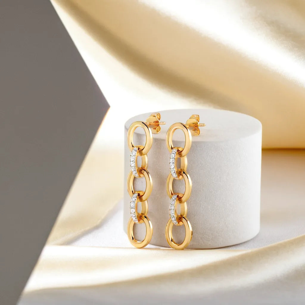 Link Chain - Lab Diamond Drop Earrings