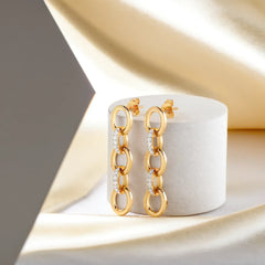 Link Chain - Lab Diamond Drop Earrings
