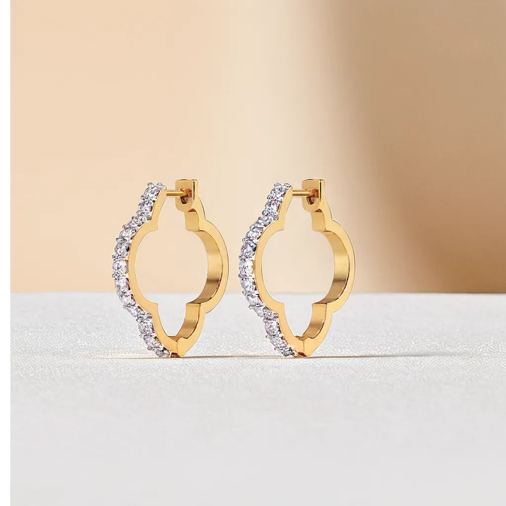 Lucky Clover Huggies - Lab Diamond Earrings Main image